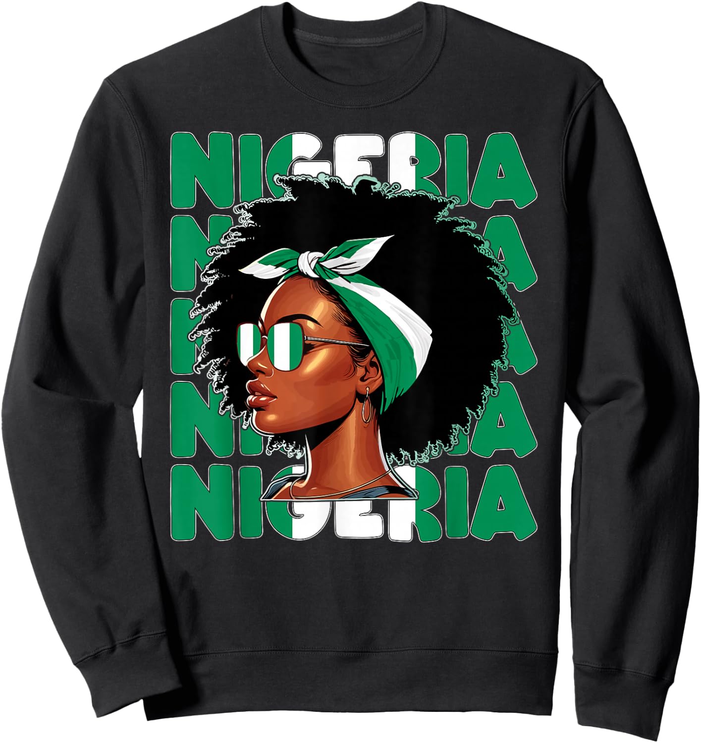 Drapeau Nigérian Fille Nigeria Fière Afro Naija Femme Sweatshirt - Sweatshirt | Black