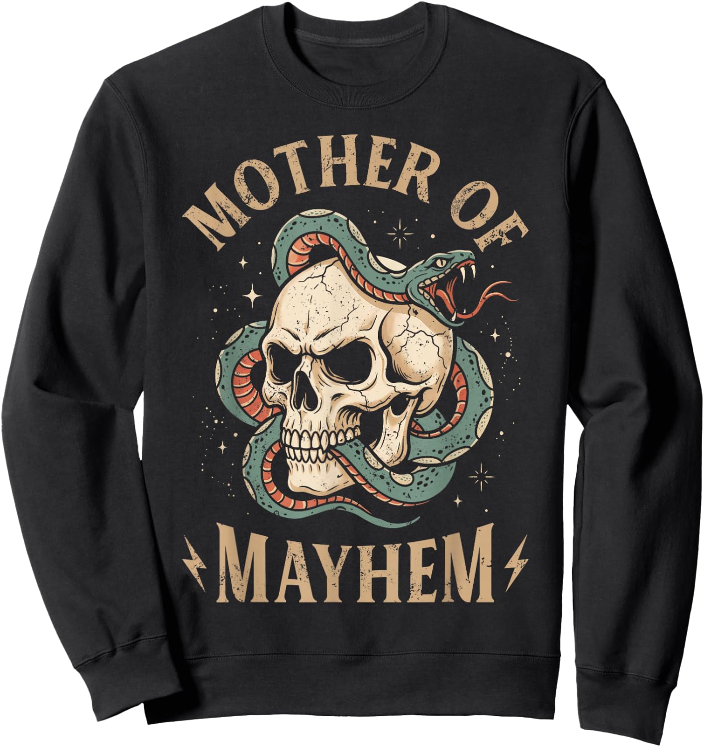 Mother of Mayhem Women Mom Funny Mothers Day Matching Family Sweatshirt - Sweatshirt | Black