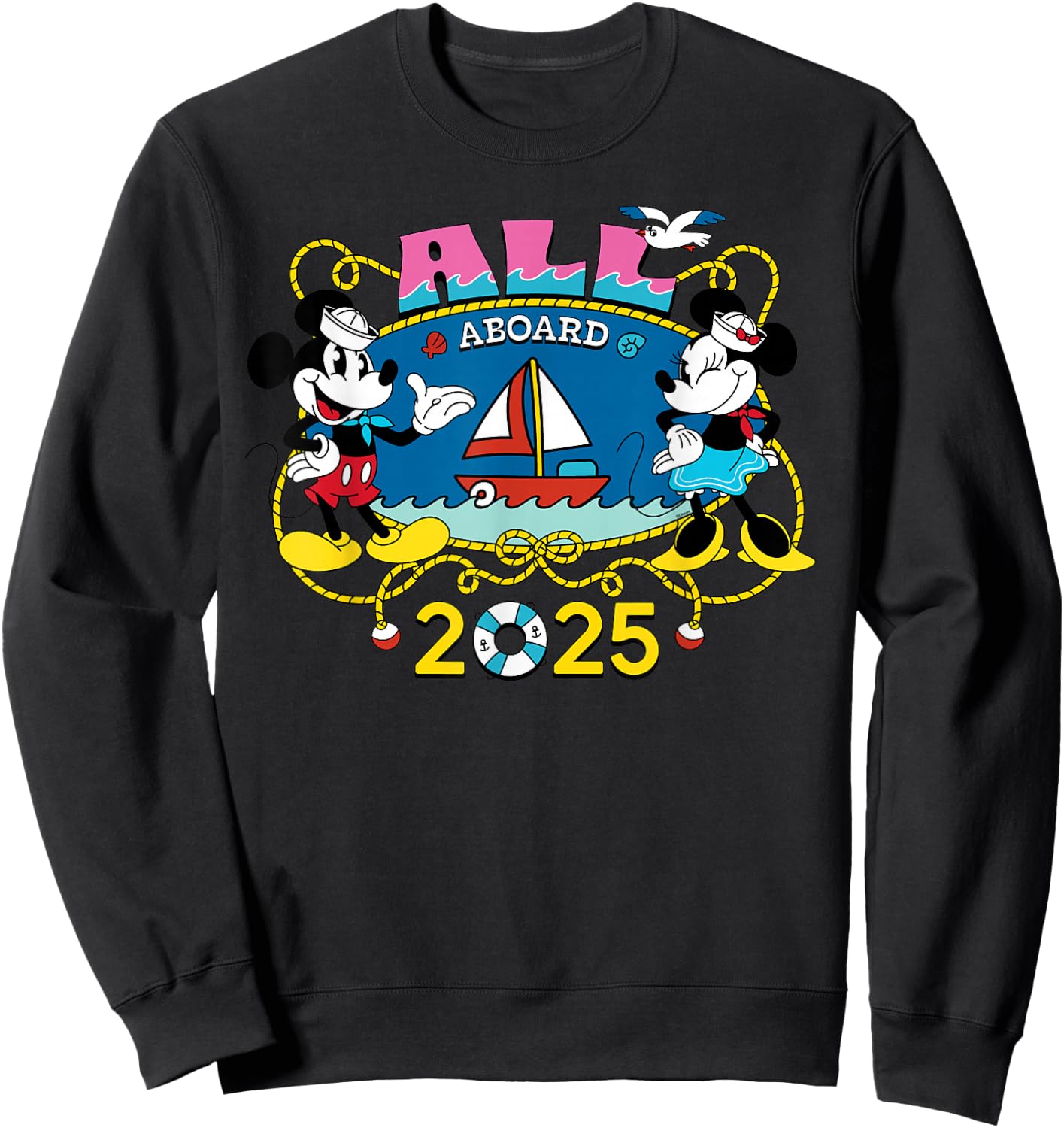 Disney Cruise Family Group Vacation Matching All Aboard 2025 Sweatshirt - Sweatshirt | Black