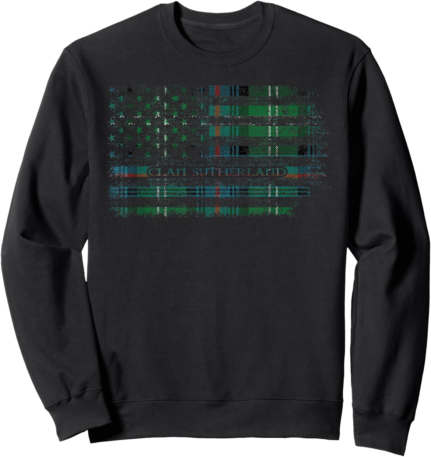 Clan Sutherland Scottish tartan US flag kilt Scotland Sweatshirt - Sweatshirt | Black