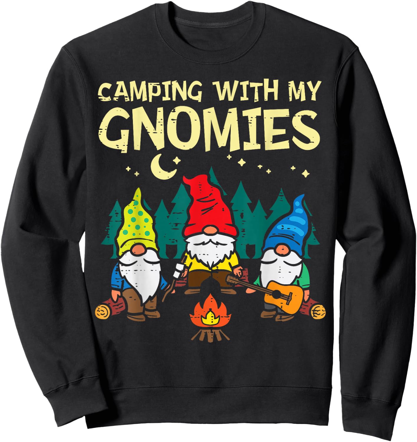 Camping With My Gnomies Funny Camper Gnomes Men Women Kids Sweatshirt - Sweatshirt | Black
