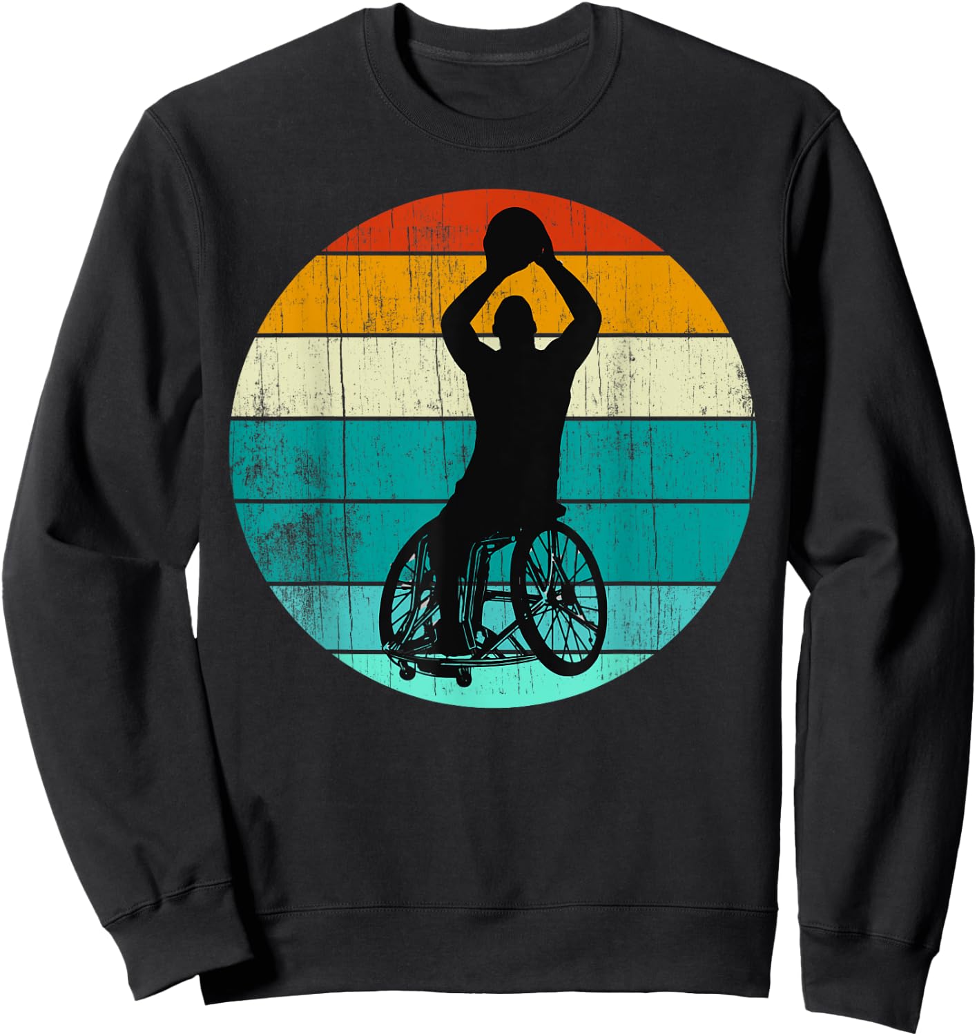 Rollstuhl Basketball Athlete: Retro Rollstuhl Basketball Sweatshirt - Sweatshirt | Black