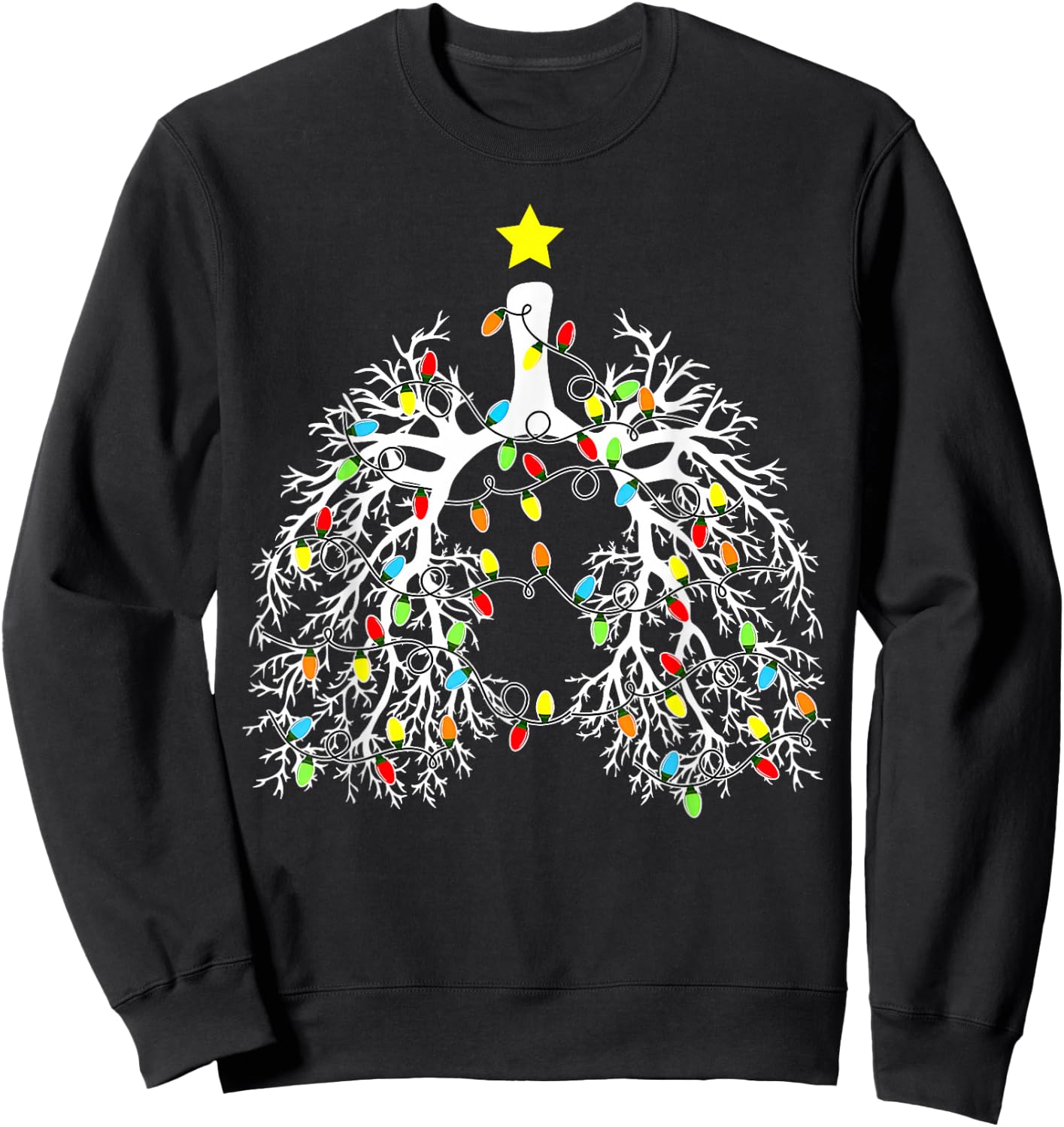 Respiratory Therapist Lung Christmas Lights RT Pulmonologist Sweatshirt - Sweatshirt | Black