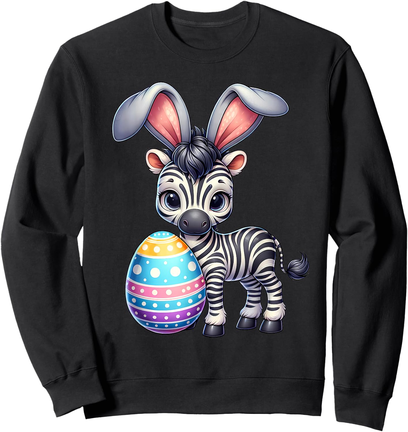 Funny Easter Zebra Lover Egg Eggs Bunny Rabbit Bunnies Sweatshirt - Sweatshirt | Black