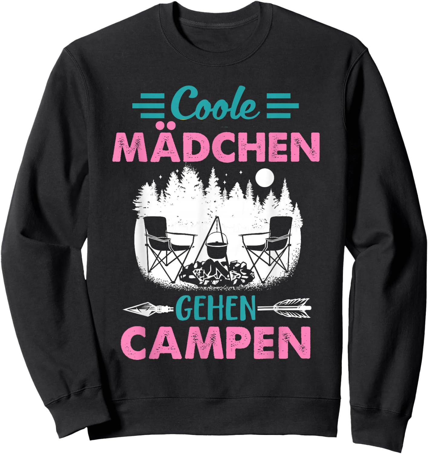 Coole Mädchen Gehen Campen Camper Zelten Camping Sweatshirt - Sweatshirt | Black