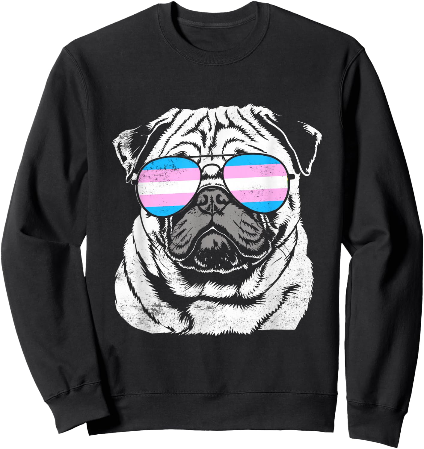 Pug Trans Sunglasses Pride Sweatshirt - Sweatshirt | Black