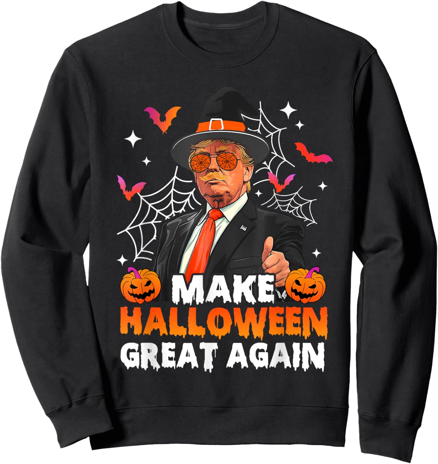 Make Halloween Great Again Funny Trump Spooky Season Witch Sweatshirt - Sweatshirt | Black