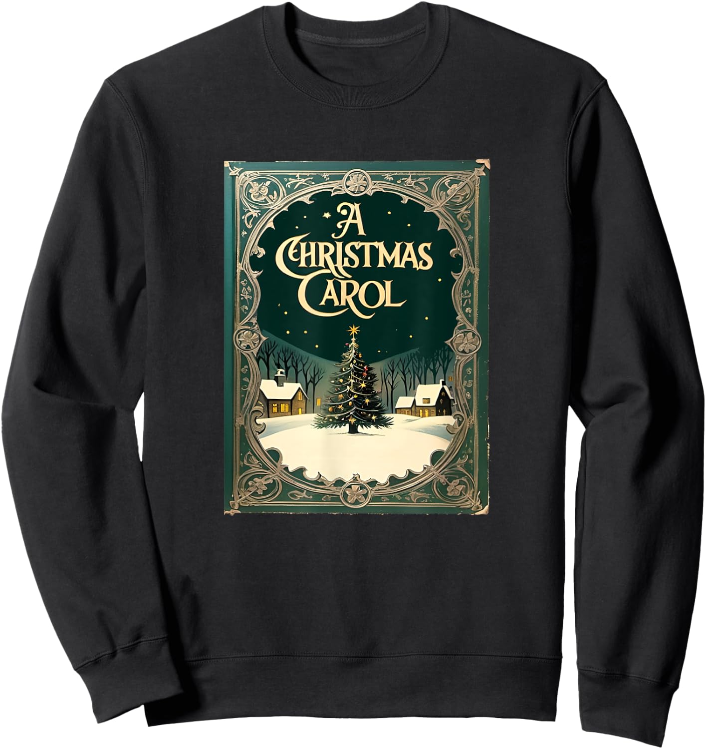 Famous X-Mas : A Christmas Carol by Charles Dickens - Adult Black Short Sleeve Classic - Holiday, Christmas, Storytelling, Readers, Families Sweatshirt - Sweatshirt | Black