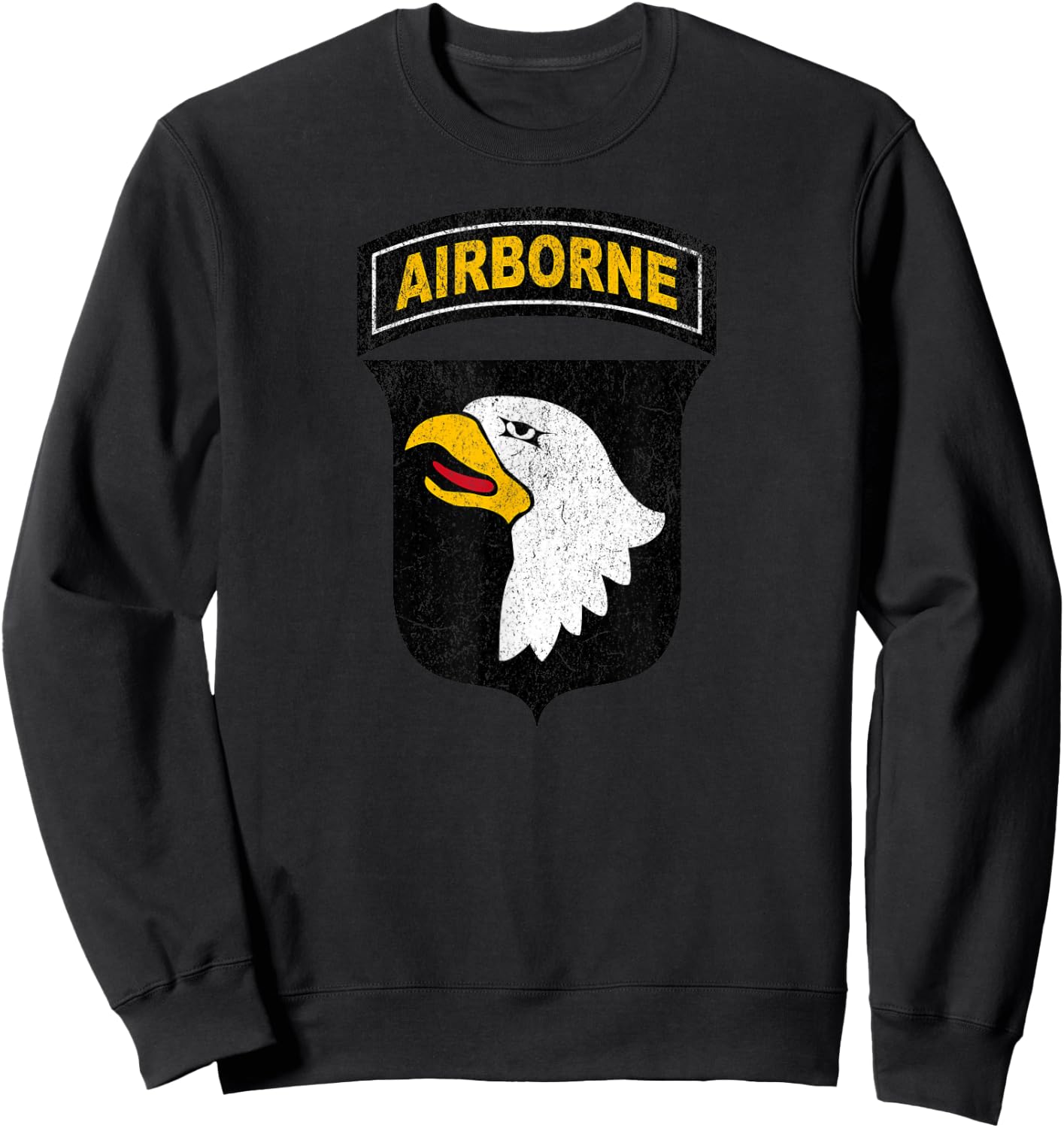 Veteran Military Patriot Distressed 101st Airborne Division Sweatshirt - Sweatshirt | Black