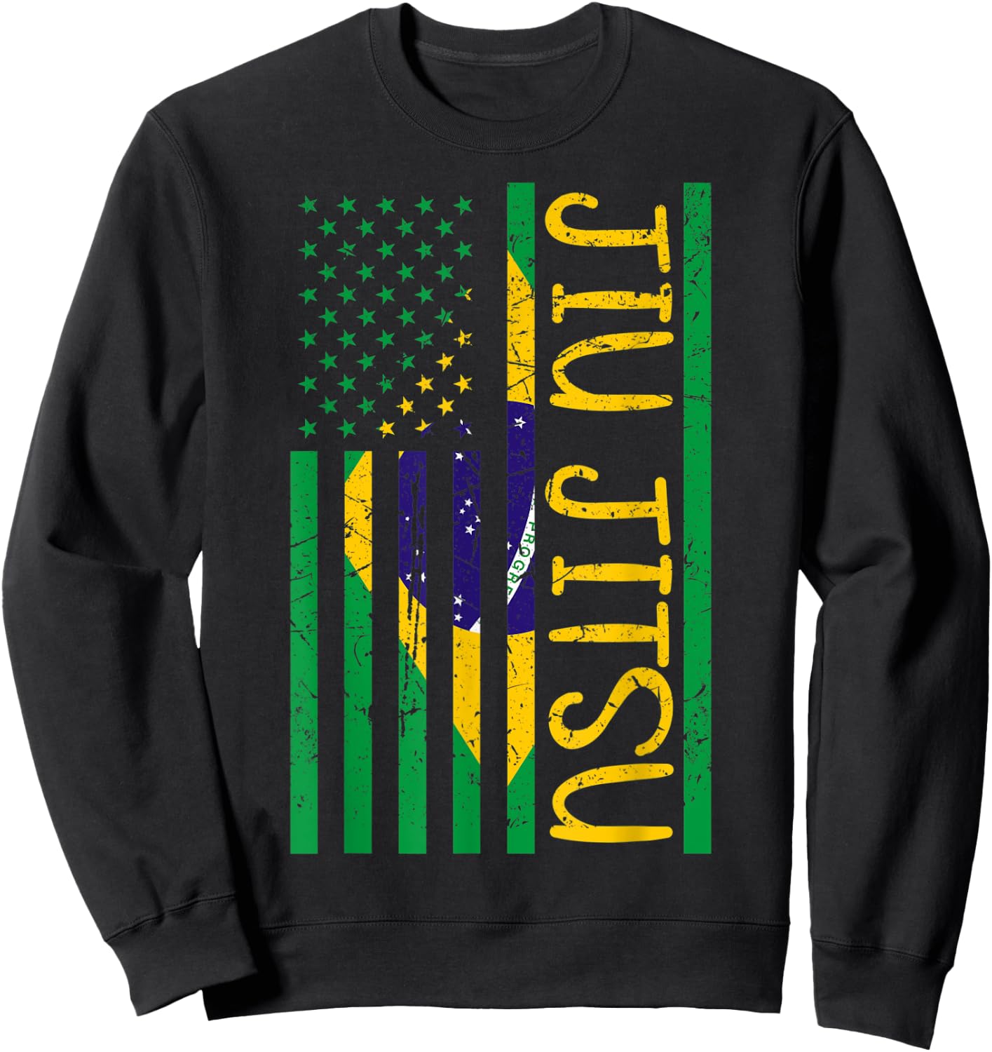 Jiu Jitsu BJJ USA Brazil United States Flag Vintage Retro Sweatshirt - Sweatshirt | Black