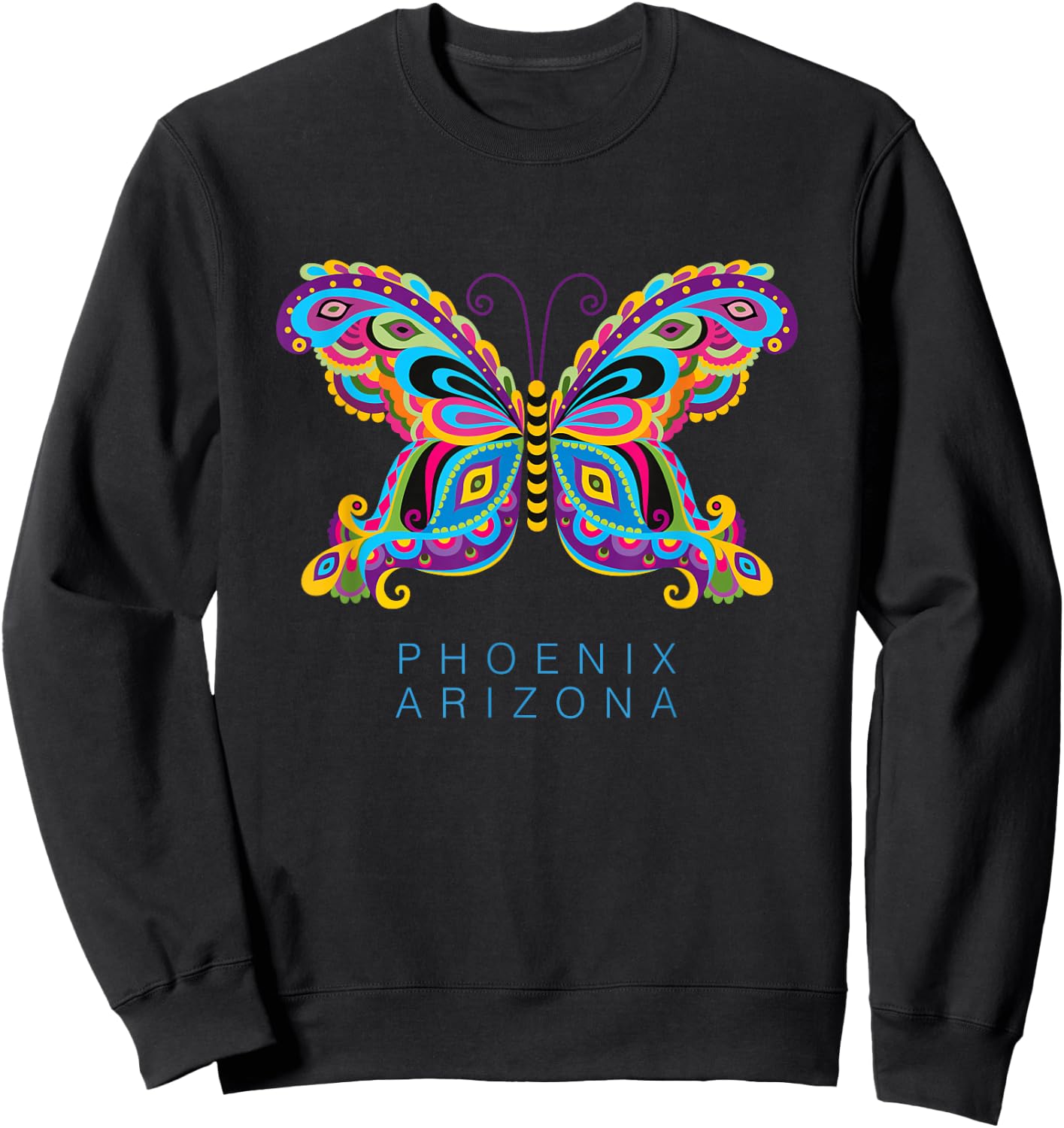 Phoenix Arizona Souvenir Butterfly Graphic Sweatshirt - Sweatshirt | Black