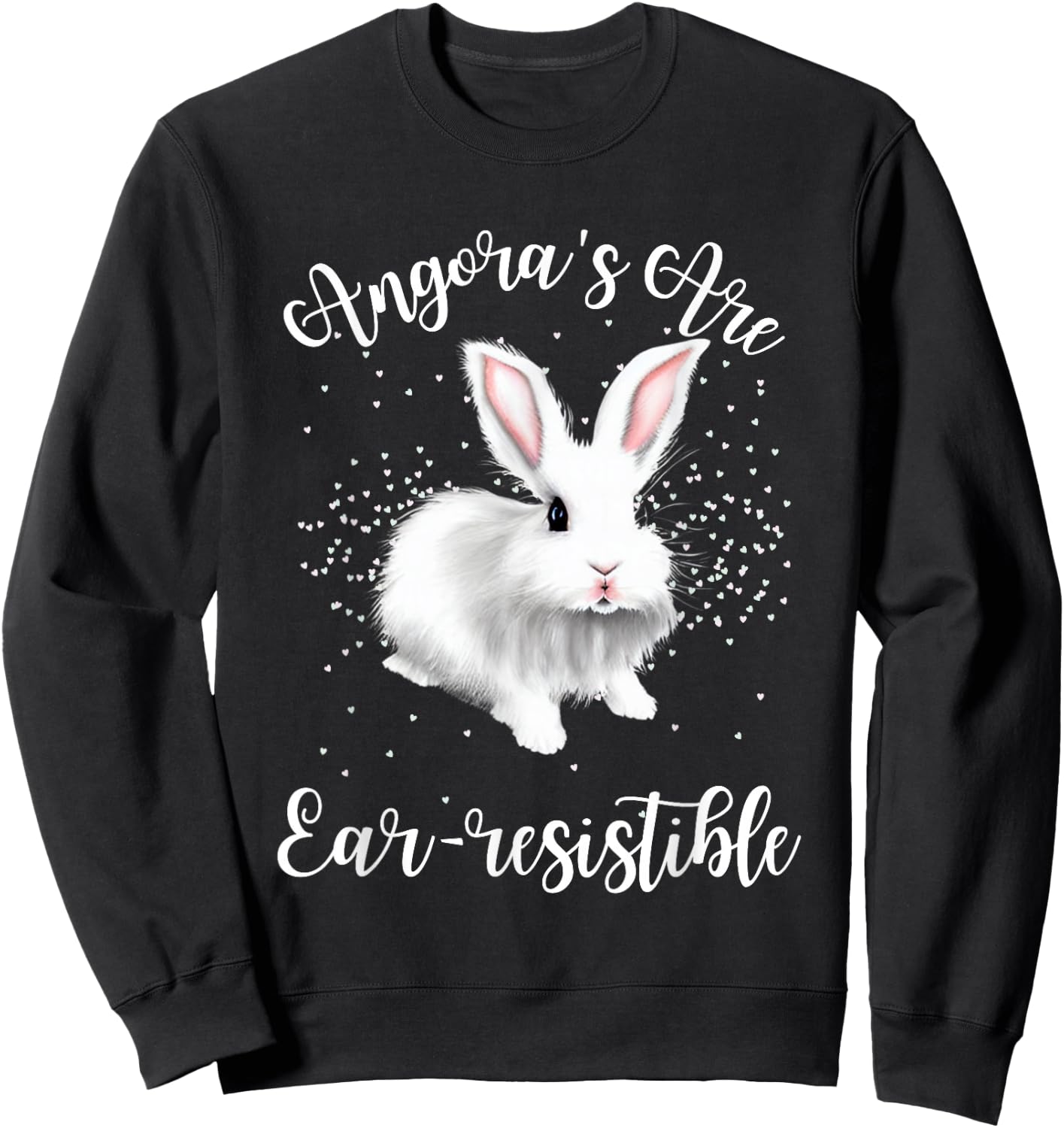 Angora Bunny Rabbit Funny Rabbit Ear-resistible Sweatshirt - Sweatshirt | Black