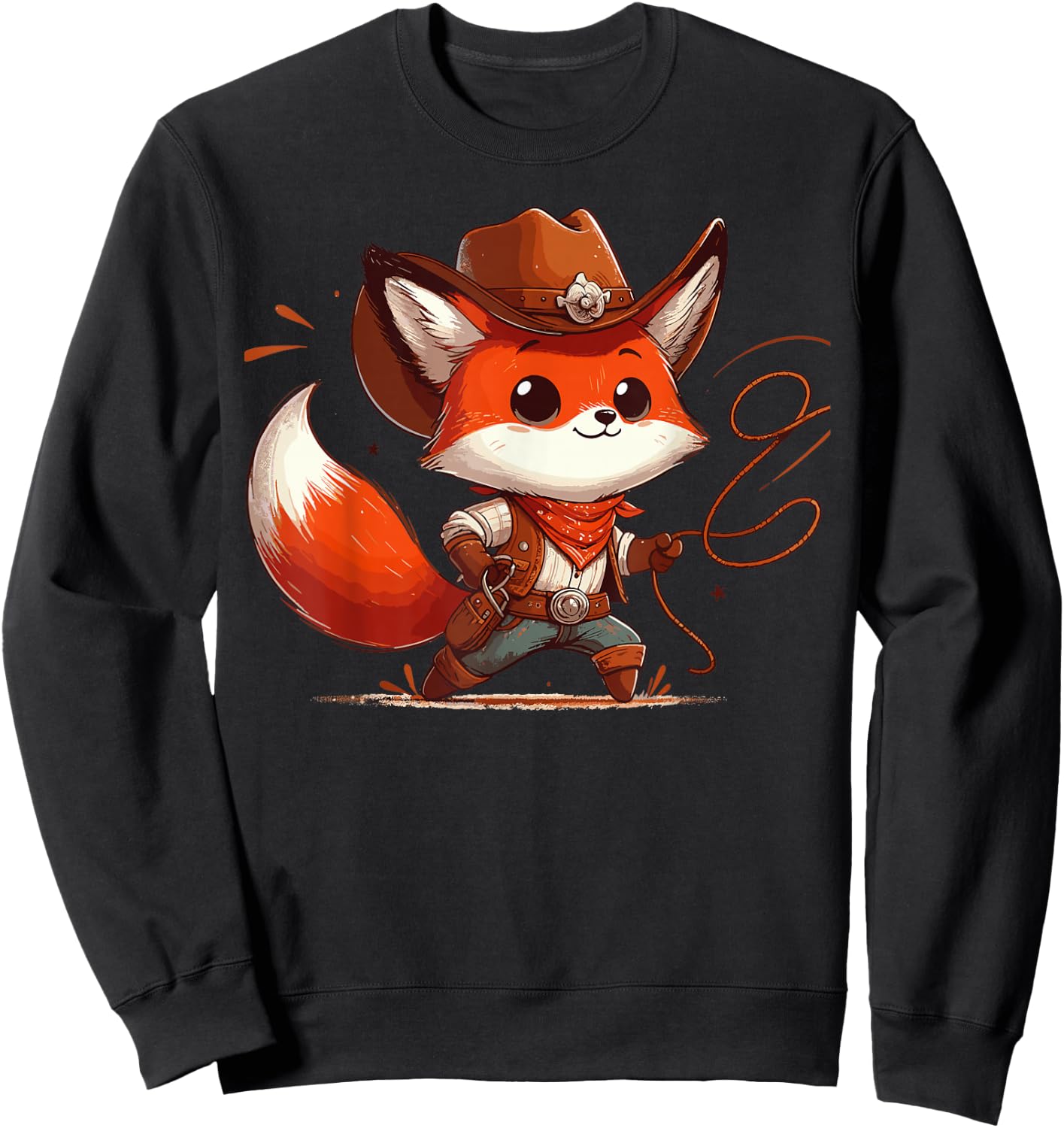 Western Rodeo Cowboy Hat Fox Texas Animals Sweatshirt - Sweatshirt | Black