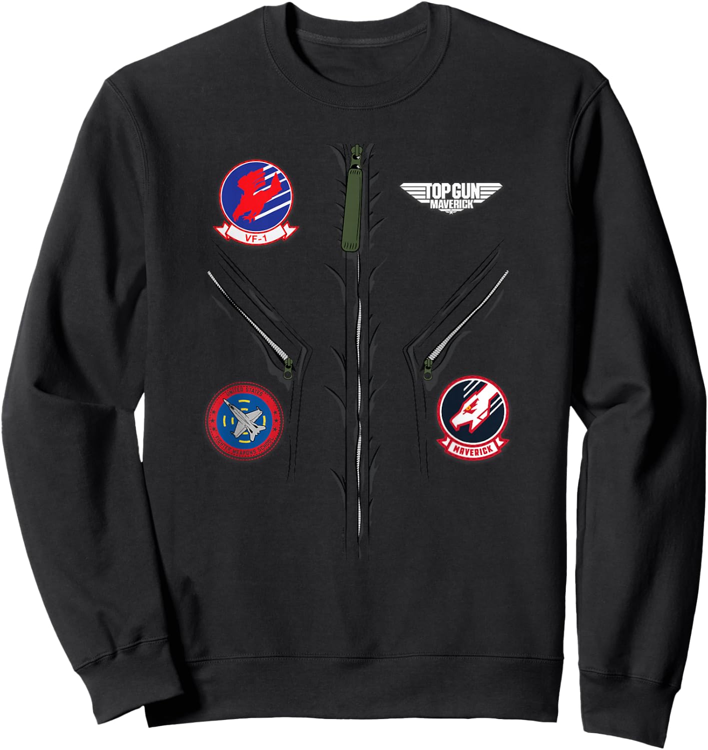 Top Gun: Maverick Flight Suit Costume , Green, s Sweatshirt - Sweatshirt | Black