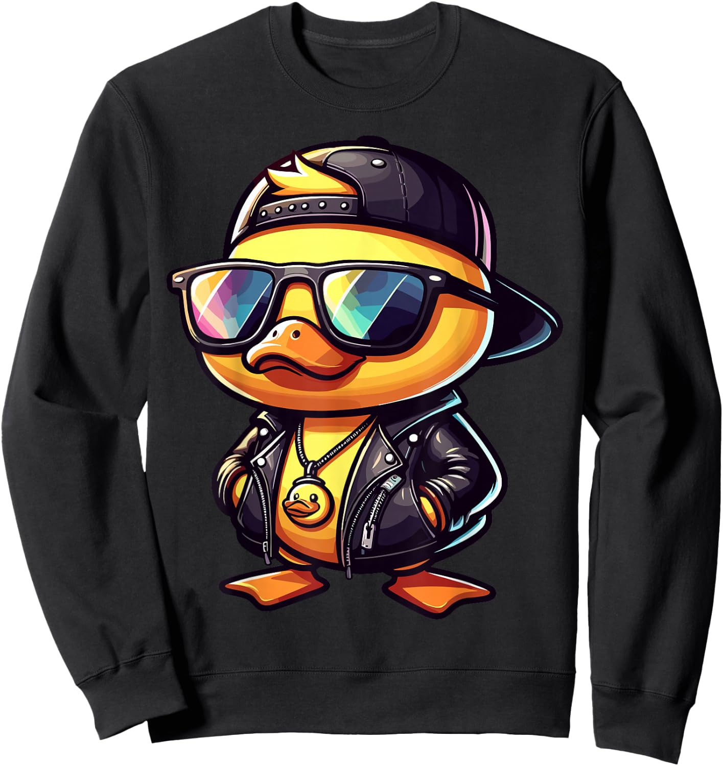 Duck with Sunglasses Cool Rubber Duck Sweatshirt - Sweatshirt | Black