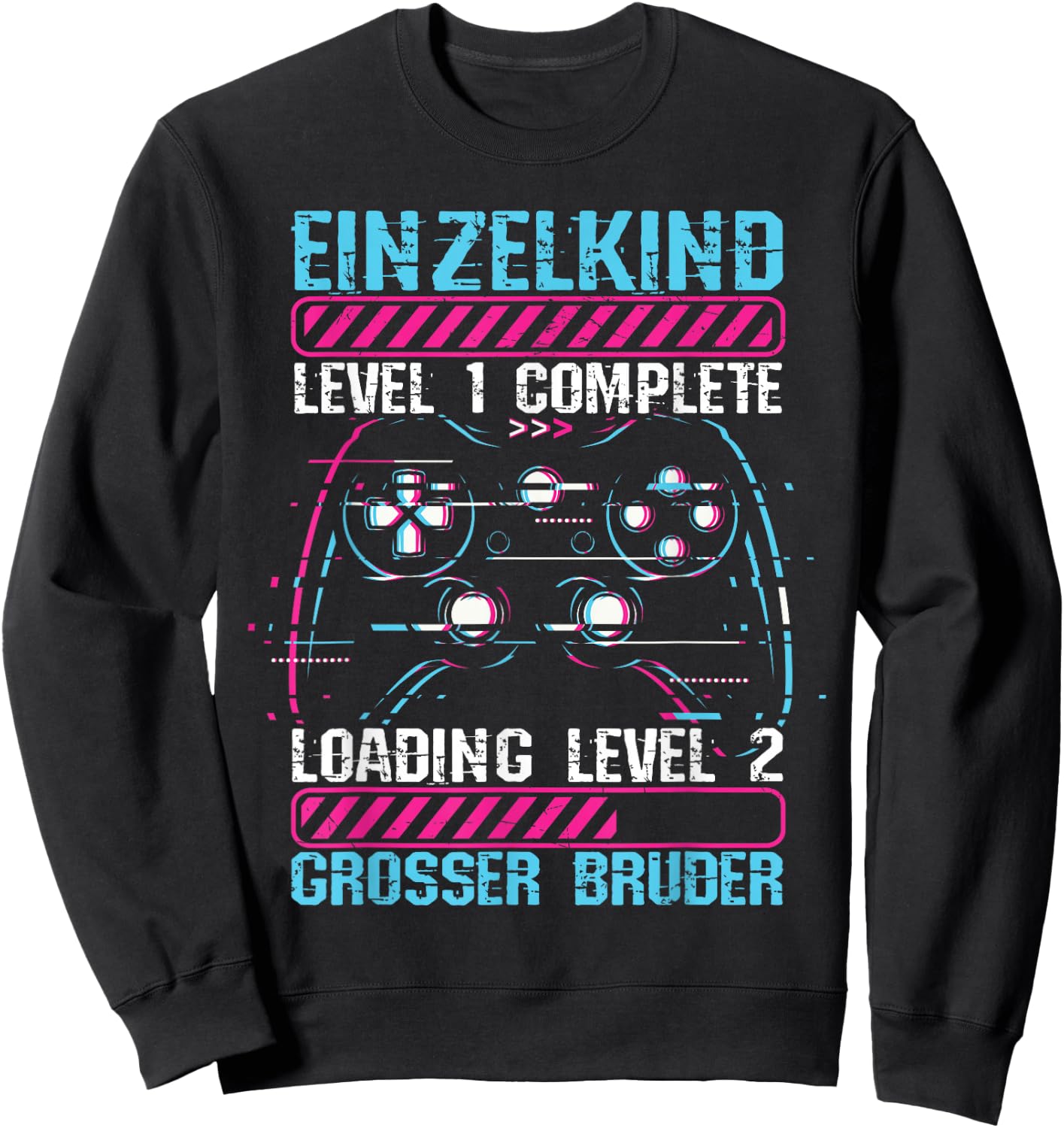 Einzelkind Level 1 Complete Loading Level 2 Grosser Bruder Sweatshirt - Sweatshirt | Black