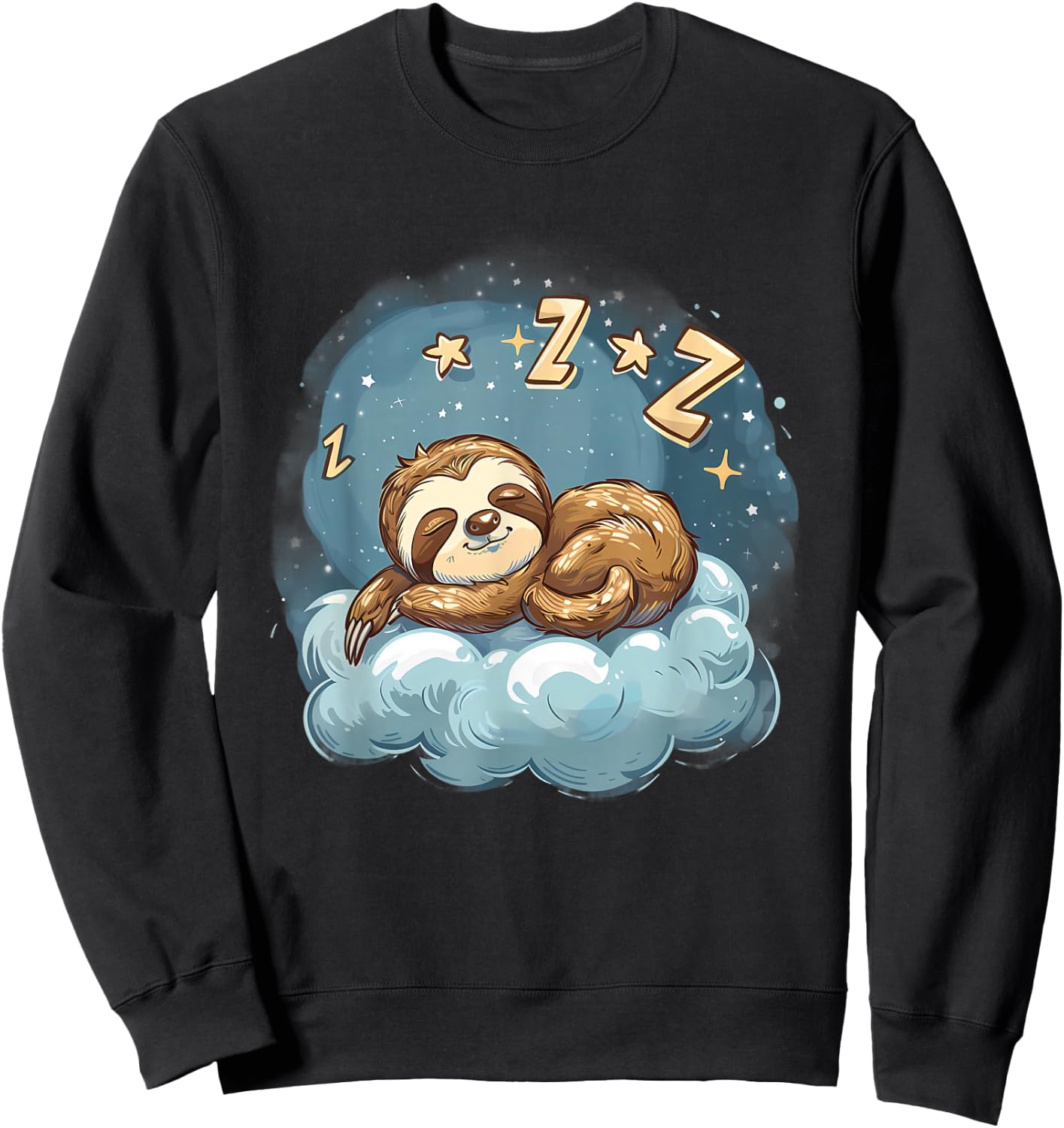 Sloth Sleeping Cloud Napping Artwork Cute Sloth Sleeping Sweatshirt - Sweatshirt | Black