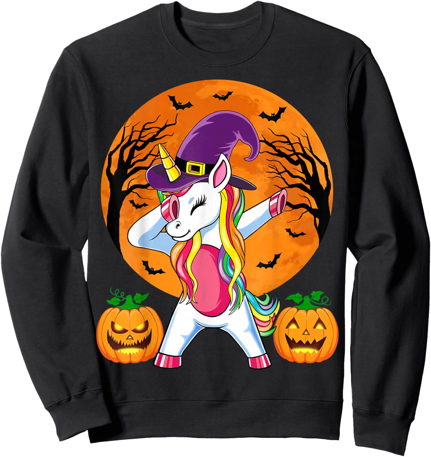 Süße Hexe Einhorn Halloween Witchy Unicorn Kürbis Mädchen Sweatshirt - Sweatshirt | Black