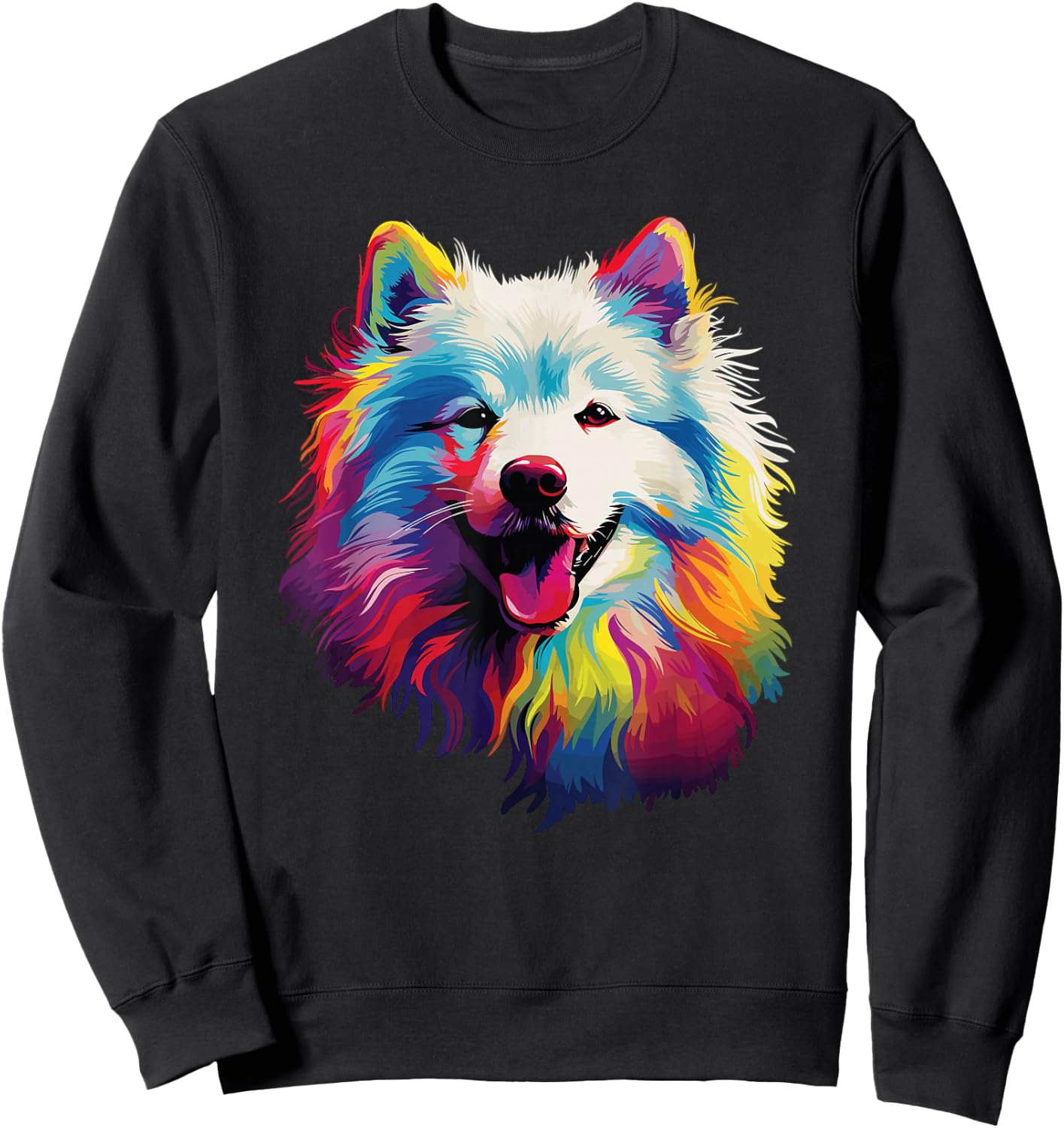Watercolour Colourful Samoyed Dogs Sweatshirt - Sweatshirt | Black