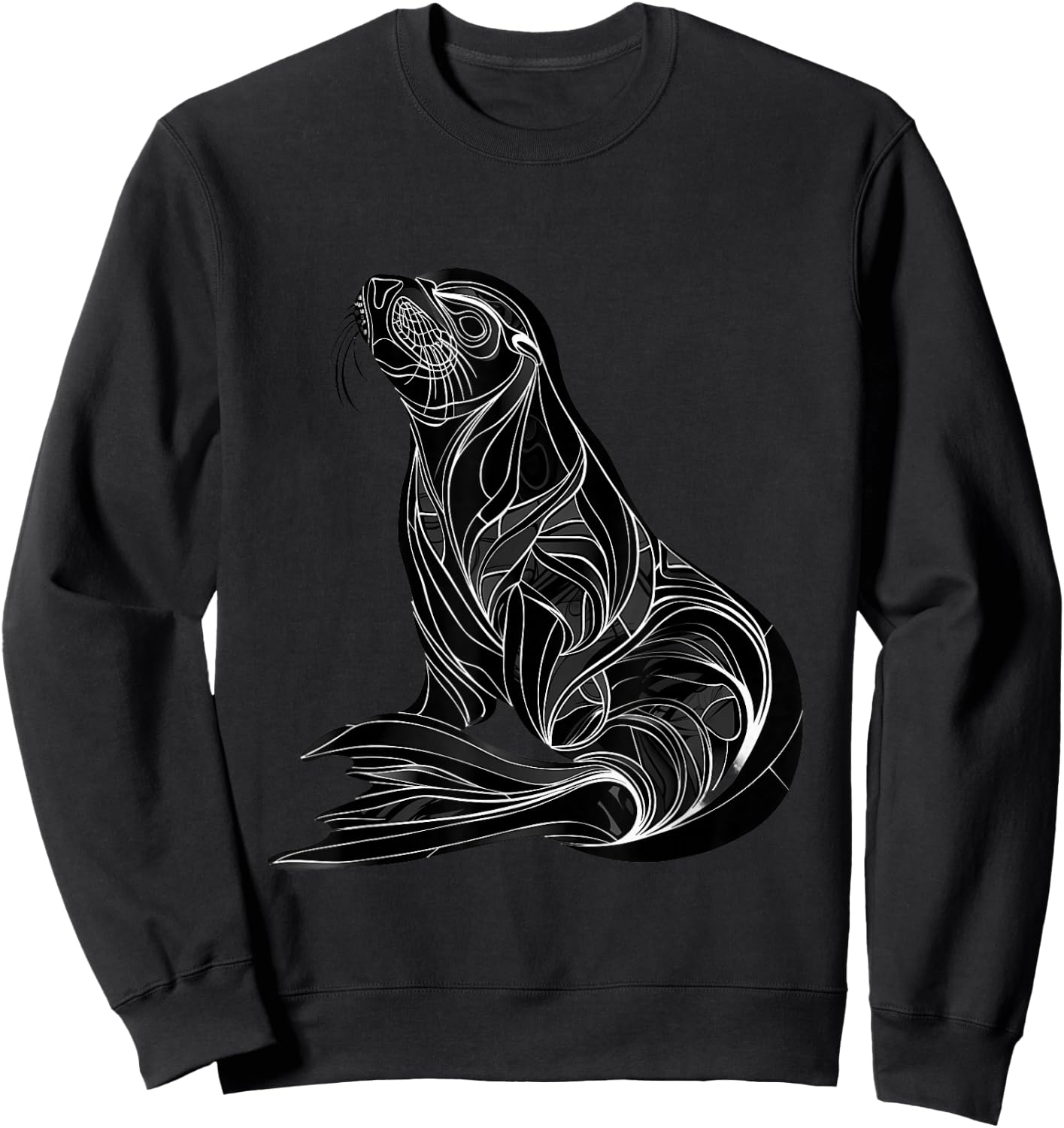 Seal Ocean Sea Seal Marine Mammal Sea Ocean Animal Artwork Sweatshirt - Sweatshirt | Black