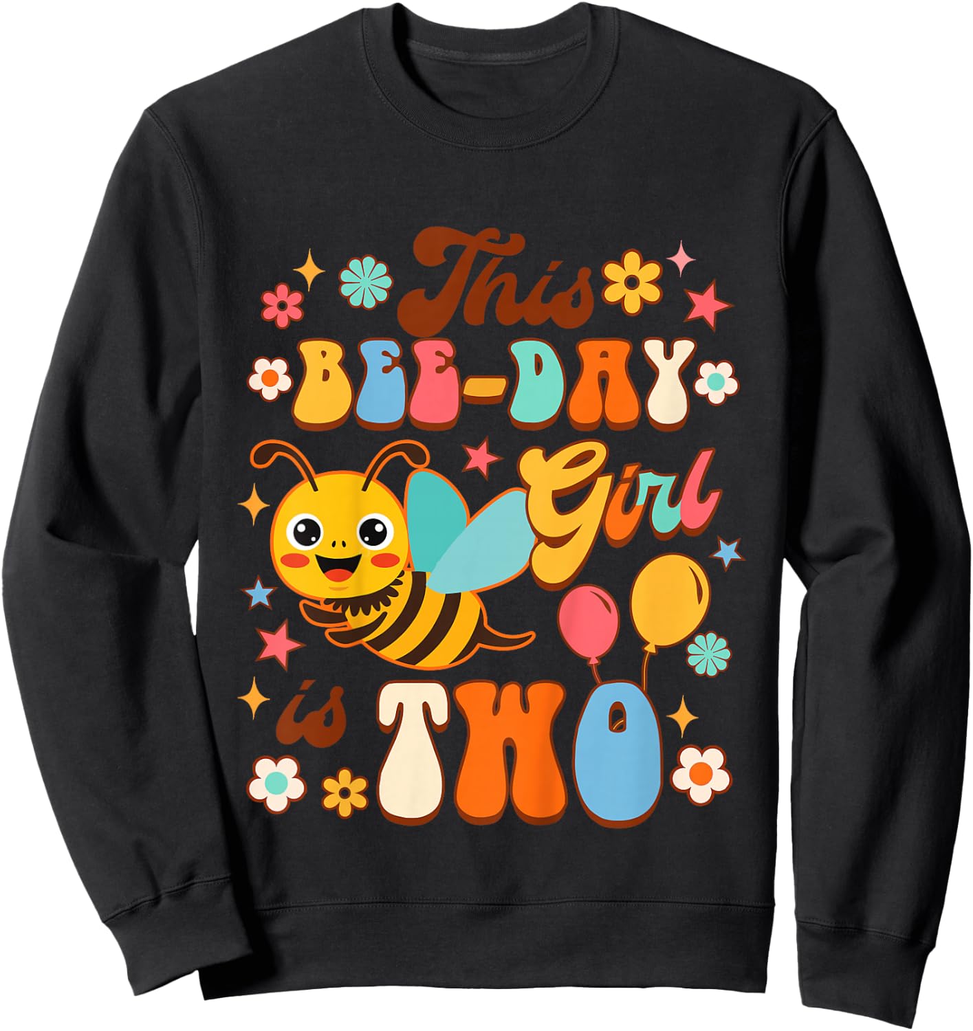 Kids 2nd Birthday Girl Second Birthday This Bee-day Girl Is Two Sweatshirt - Sweatshirt | Black