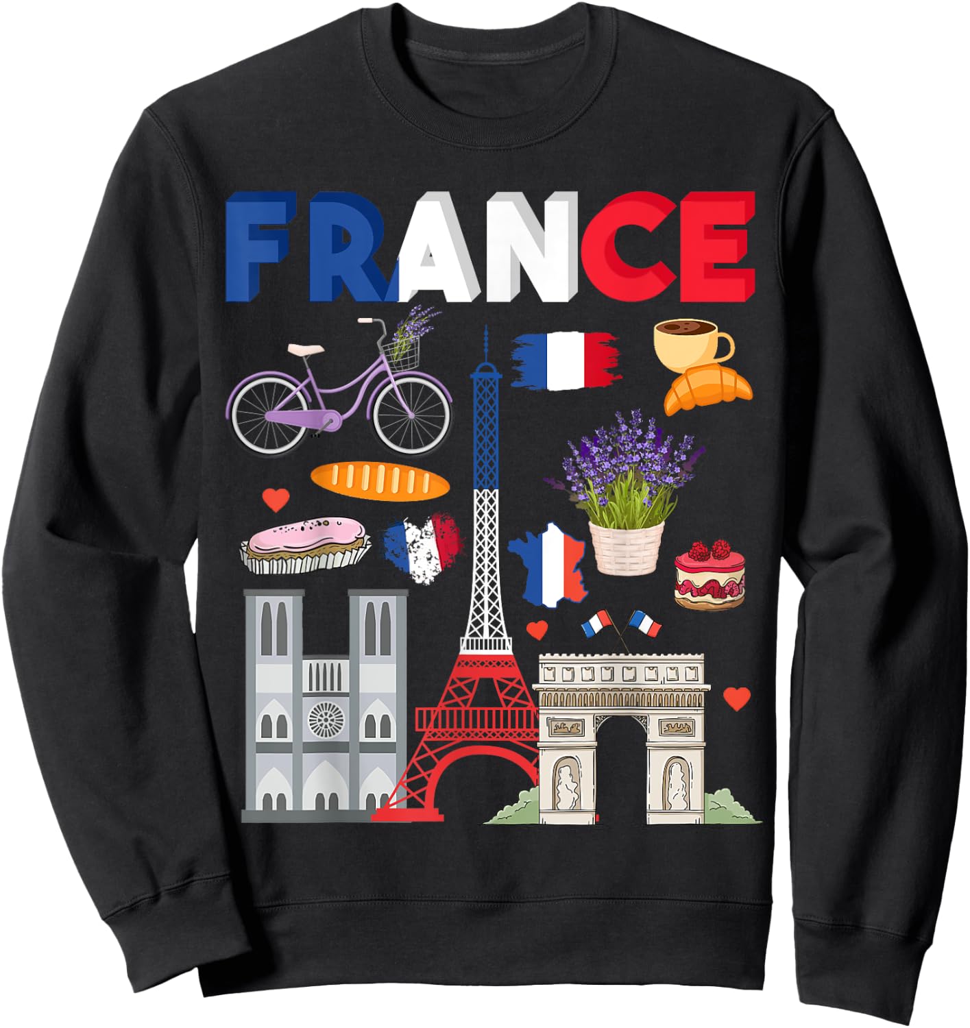 French flag outfit idea , flag of France and lavender , Black, S Sweatshirt - Sweatshirt | Black