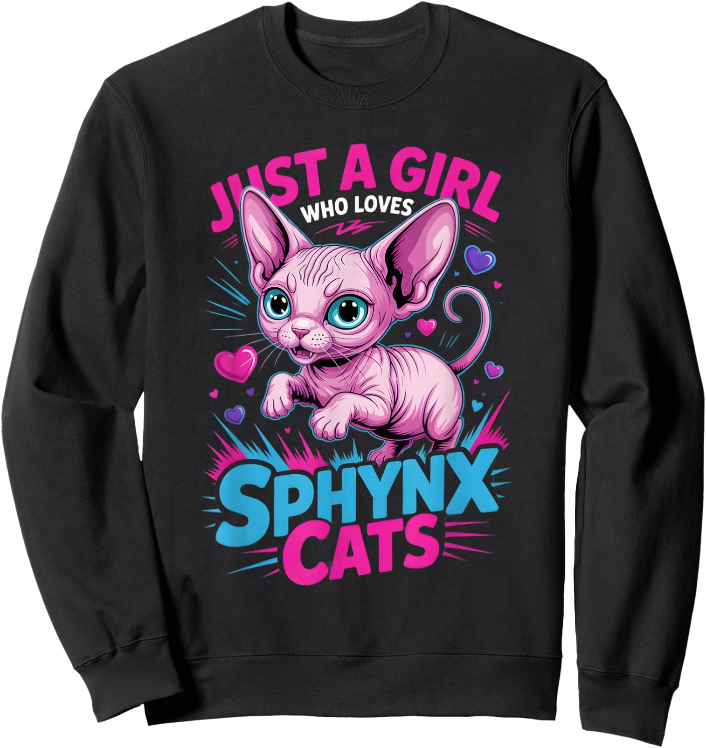 Girls Sphynx Cat Sweatshirt - Sweatshirt | Black