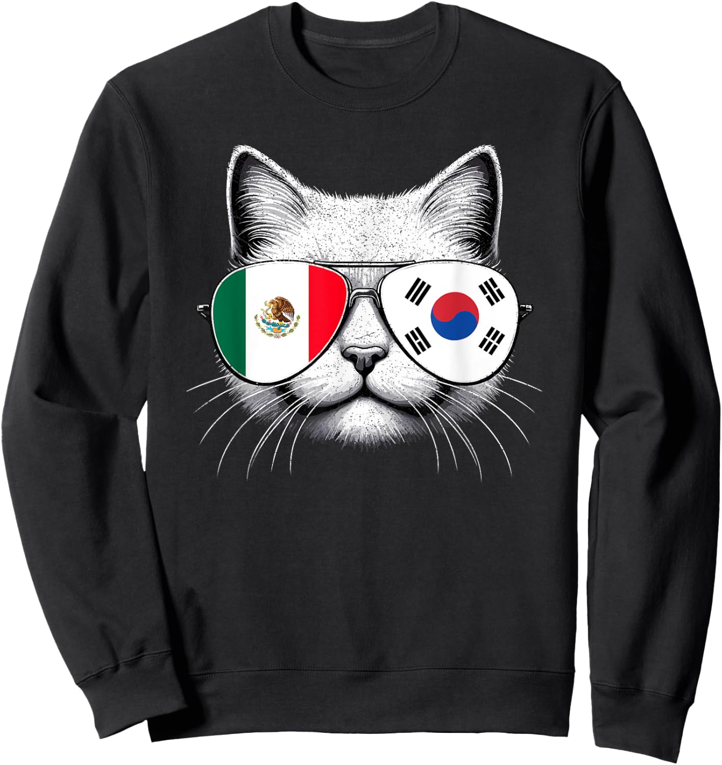 Mexican Korean Flag Funny Cat Mexico South Korea Sweatshirt - Sweatshirt | Black