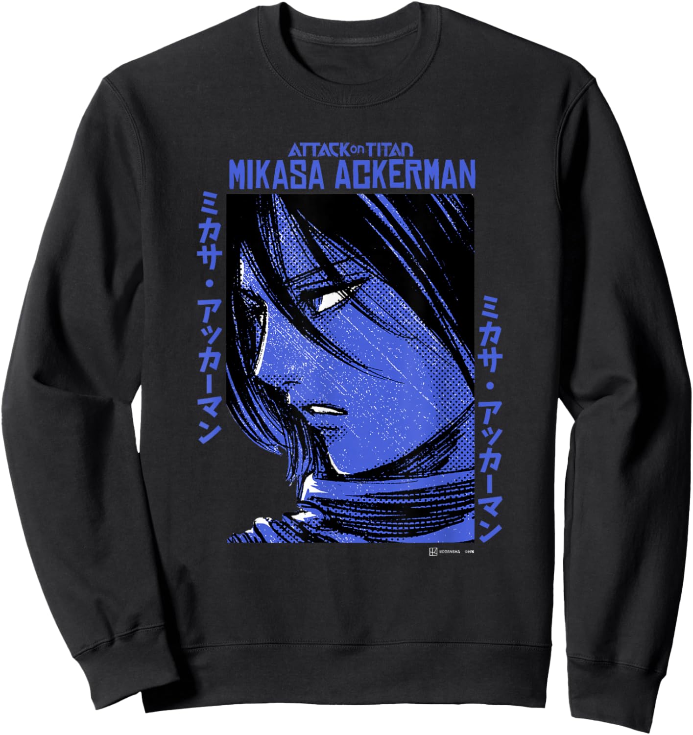 Attack on Titan Mikasa Ackerman Japanese Manga Face Portrait Sweatshirt - Sweatshirt | Black