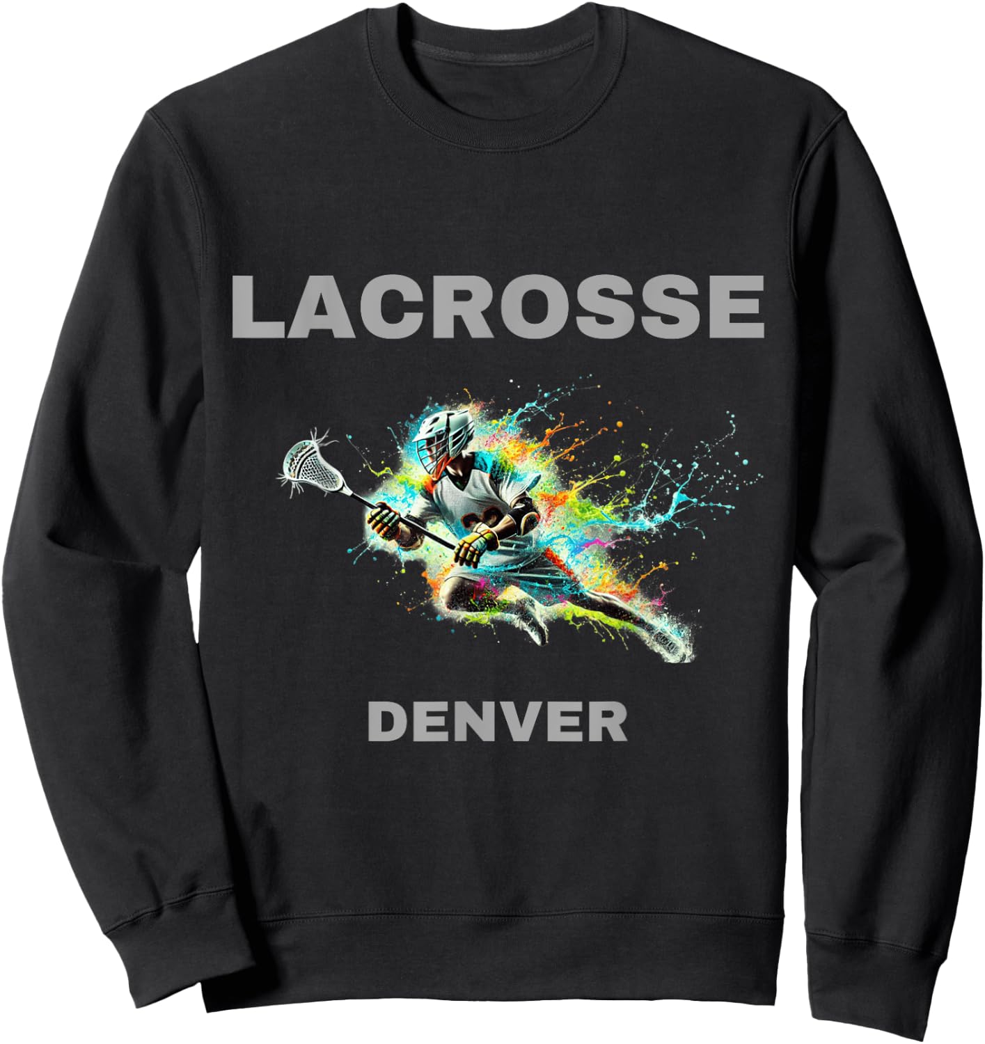 Colorful Lacrosse Player - Denver Sweatshirt - Sweatshirt | Black