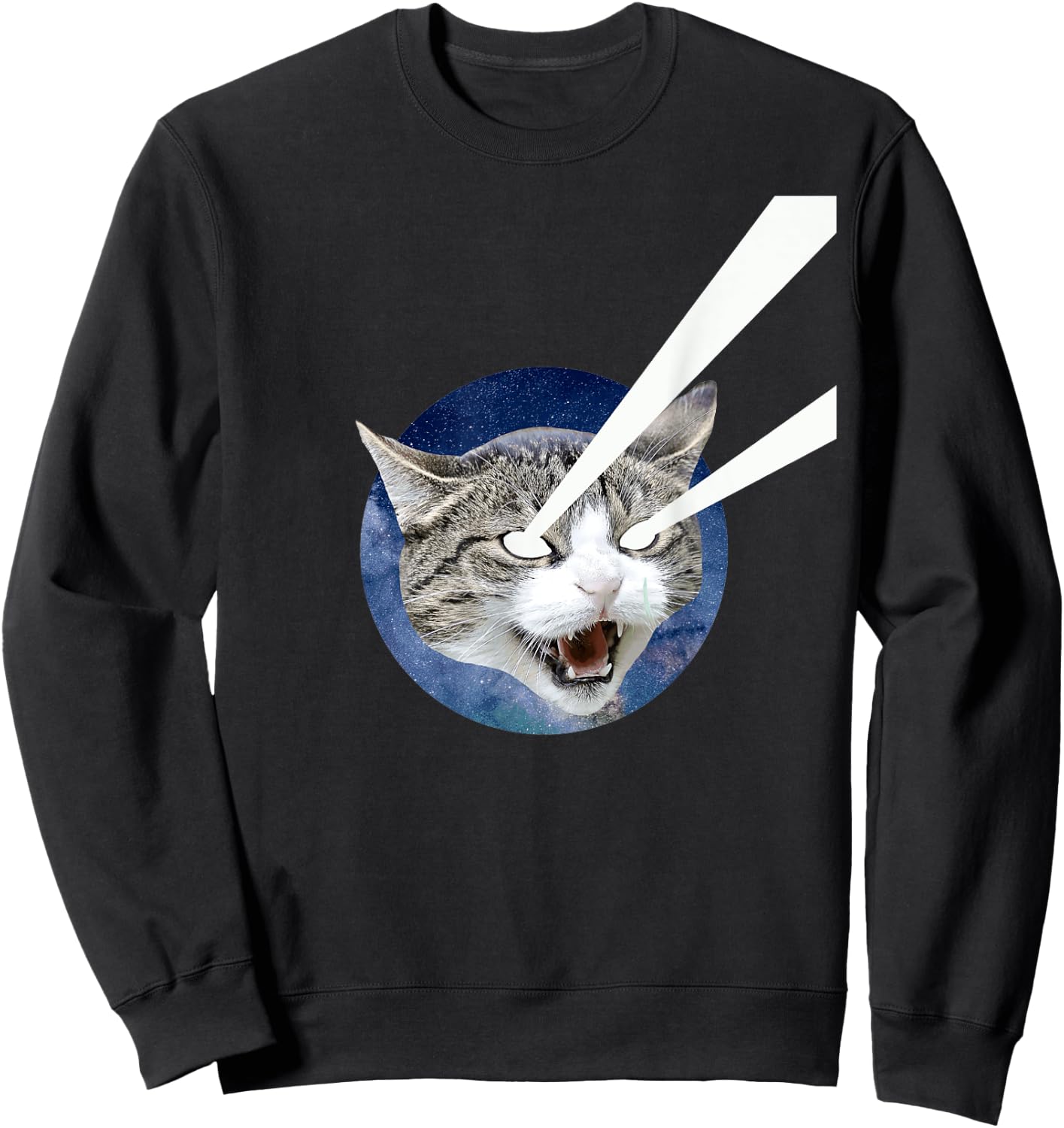 Space Cat Laser Beam Design Cat Lover Shirt Women Girls Kids Sweatshirt - Sweatshirt | Black