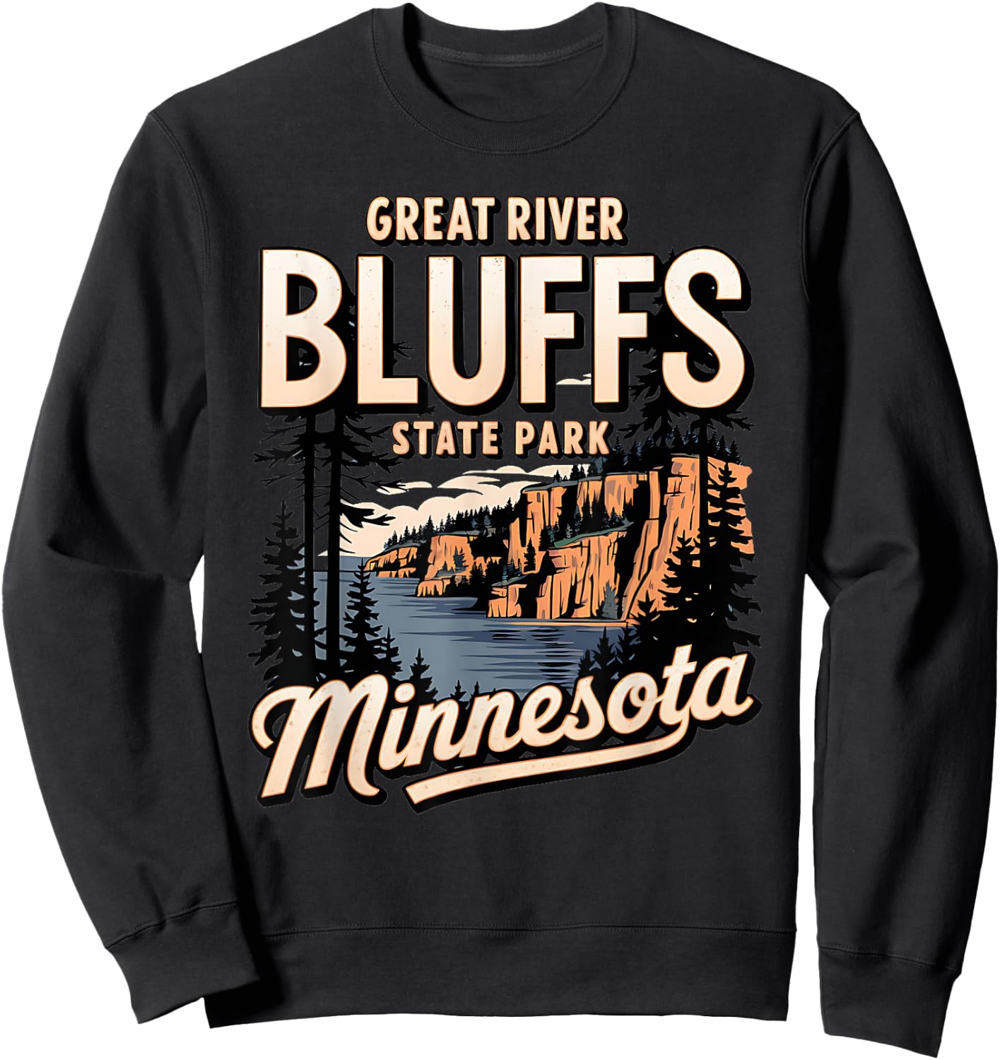 Scenic Minnesota Great River Bluff State Park Sweatshirt - Sweatshirt | Black