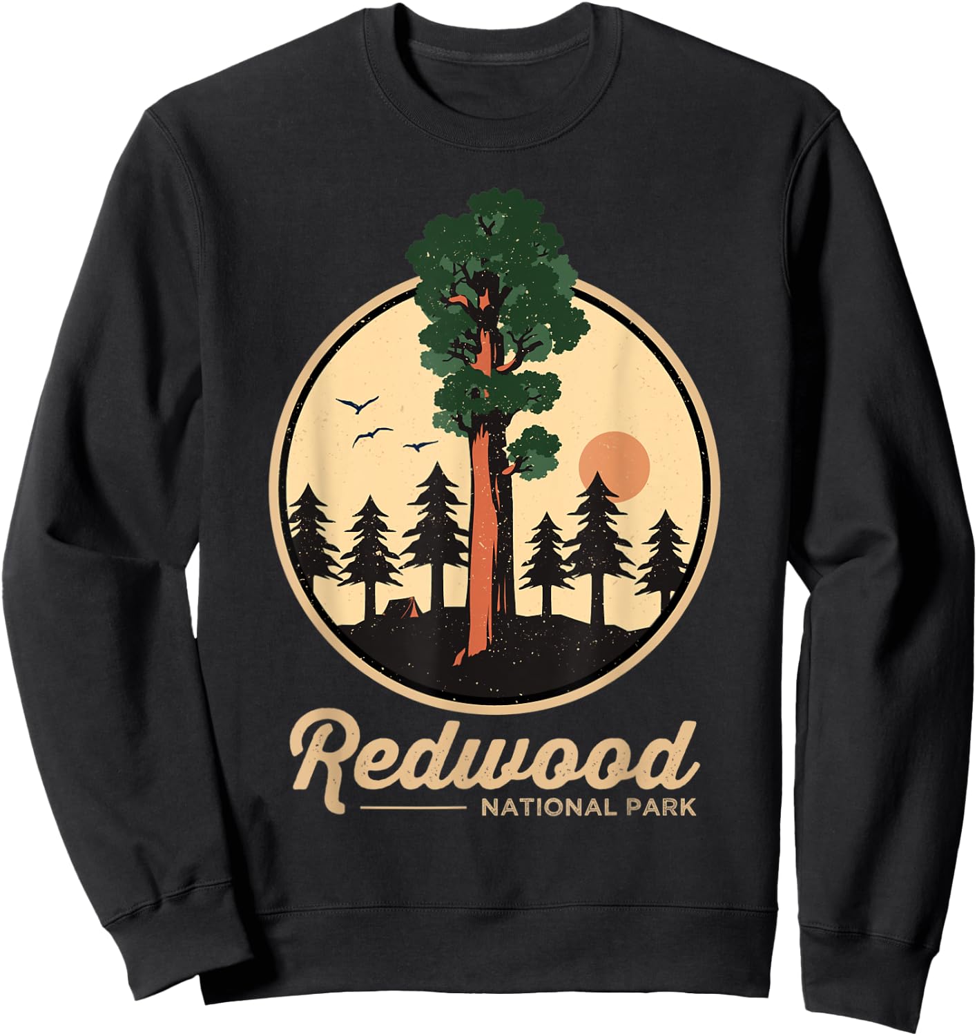 Redwood National Park Shirt California Vintage Redwood Tree Sweatshirt - Sweatshirt | Black