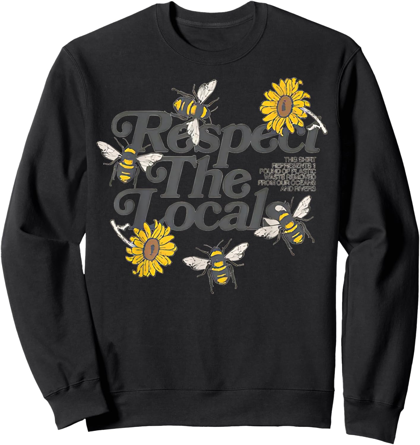 Respect Your Local Bees Graphic Sweatshirt - Sweatshirt | Black