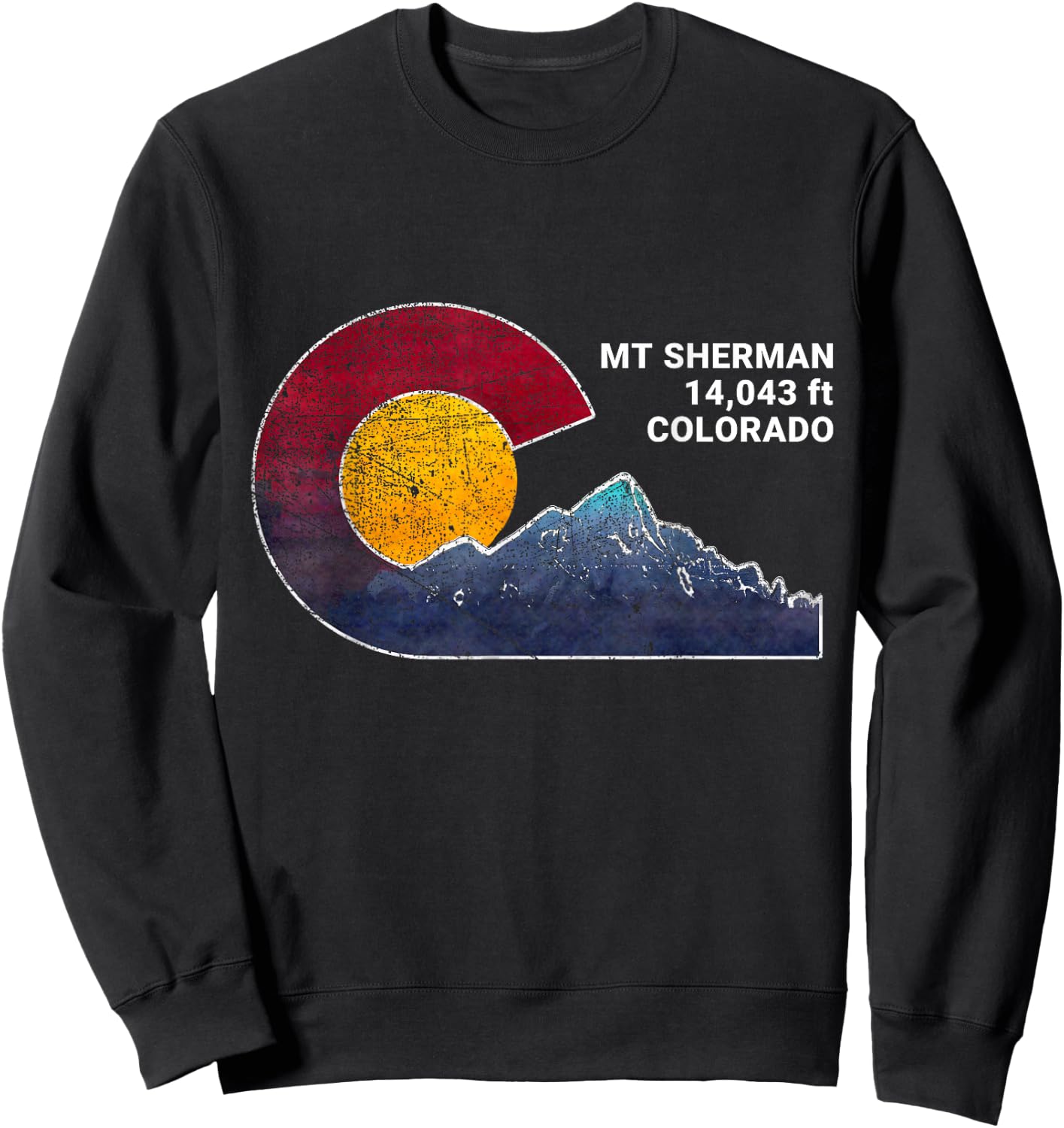Mount Sherman Colorado Flag Inspired Sweatshirt - Sweatshirt | Black