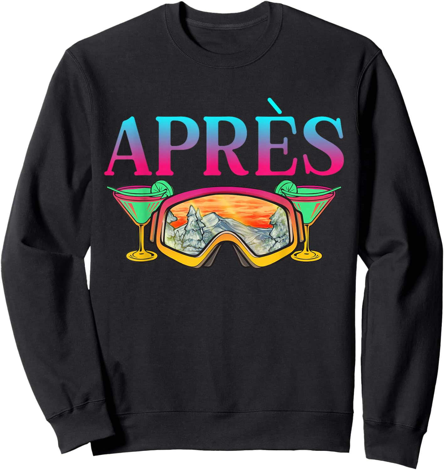 Ski 90s 80s Skiing Outfit Après Retro Skiing Sweatshirt - Sweatshirt | Black