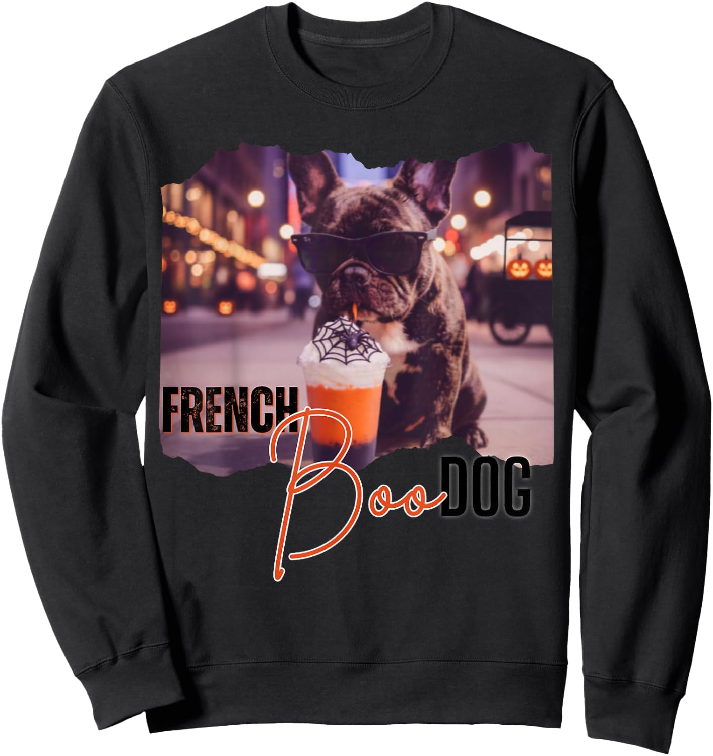 Bulldog Halloween Trick Or Treat Frenchie Dog Lover Sweatshirt - Sweatshirt | Black