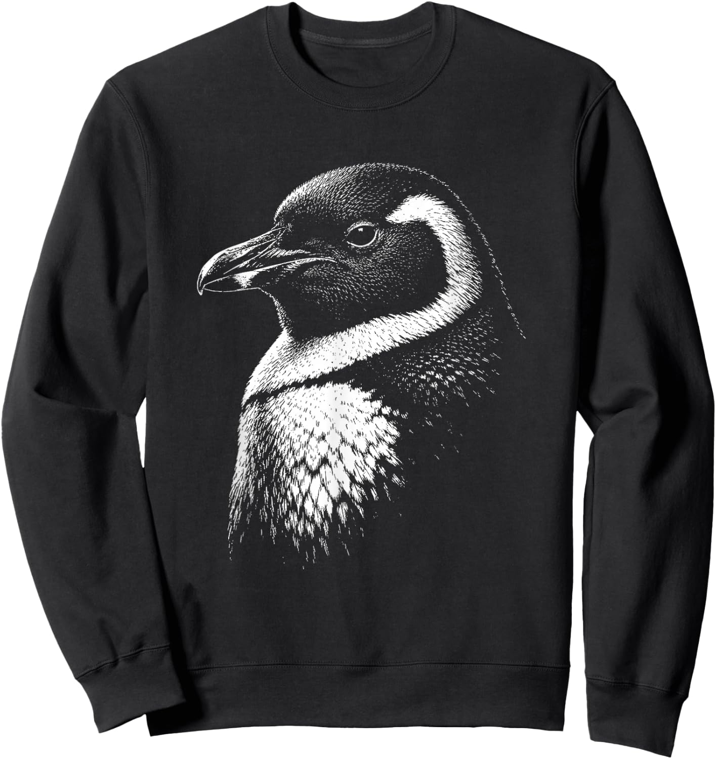 Penguin Portrait Black and White Animal Lover Sweatshirt - Sweatshirt | Black