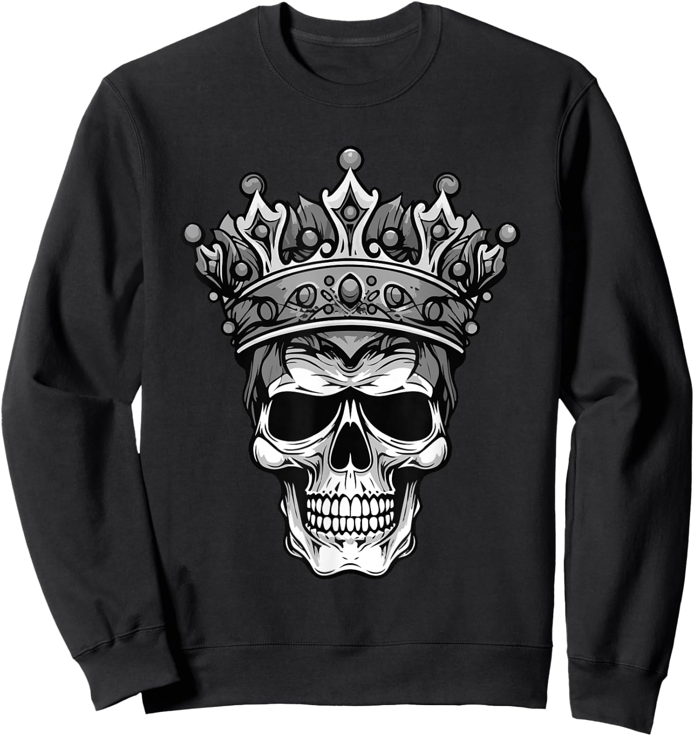 King Skull Head Crown Portrait Sweatshirt - Sweatshirt | Black