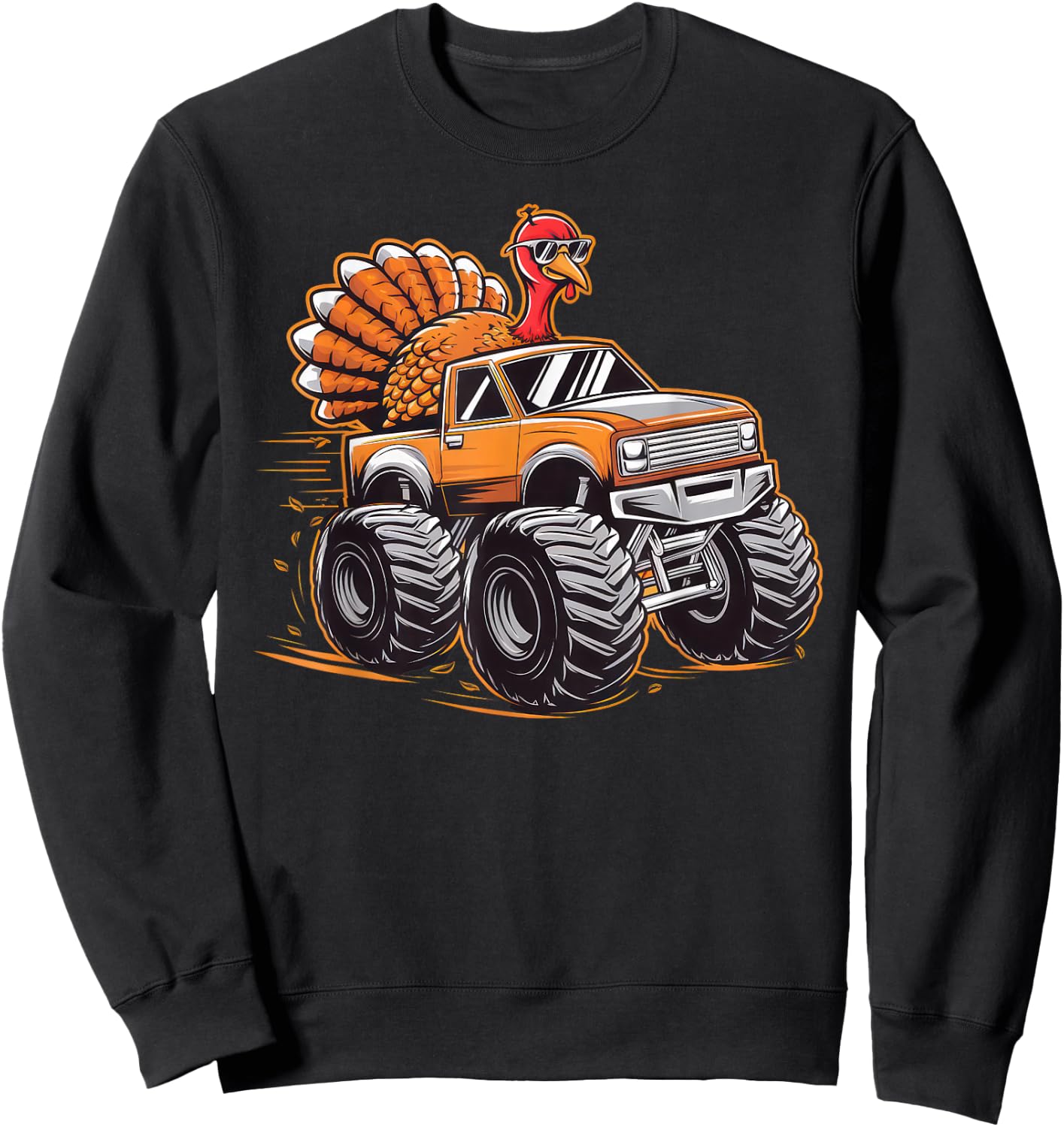 Monster Truck Thanksgiving Turkey Kids Boys Toddlers Sweatshirt - Sweatshirt | Black