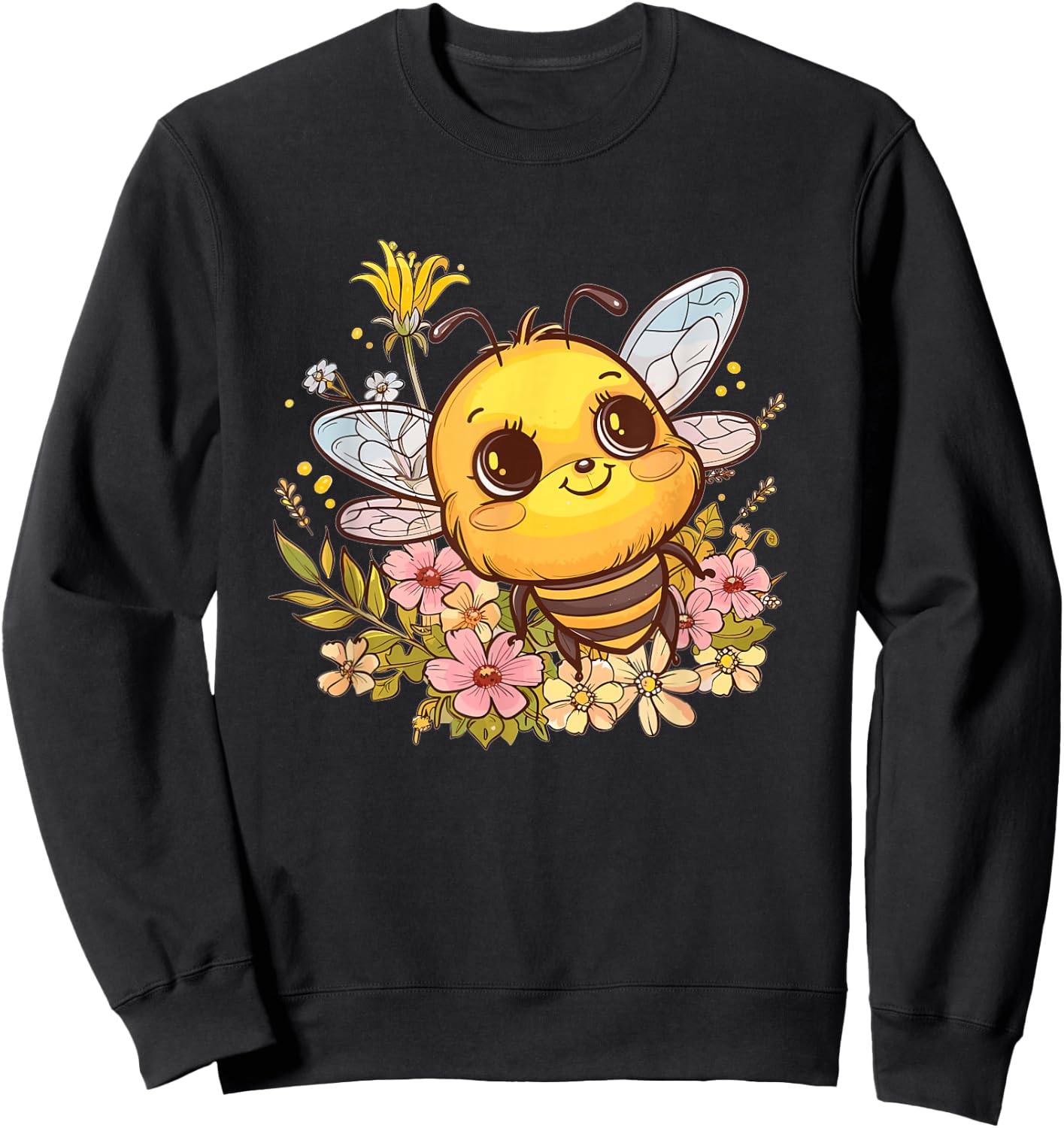 Niedliche Biene mit Blumen I Kids Bee Sweatshirt - Sweatshirt | Black