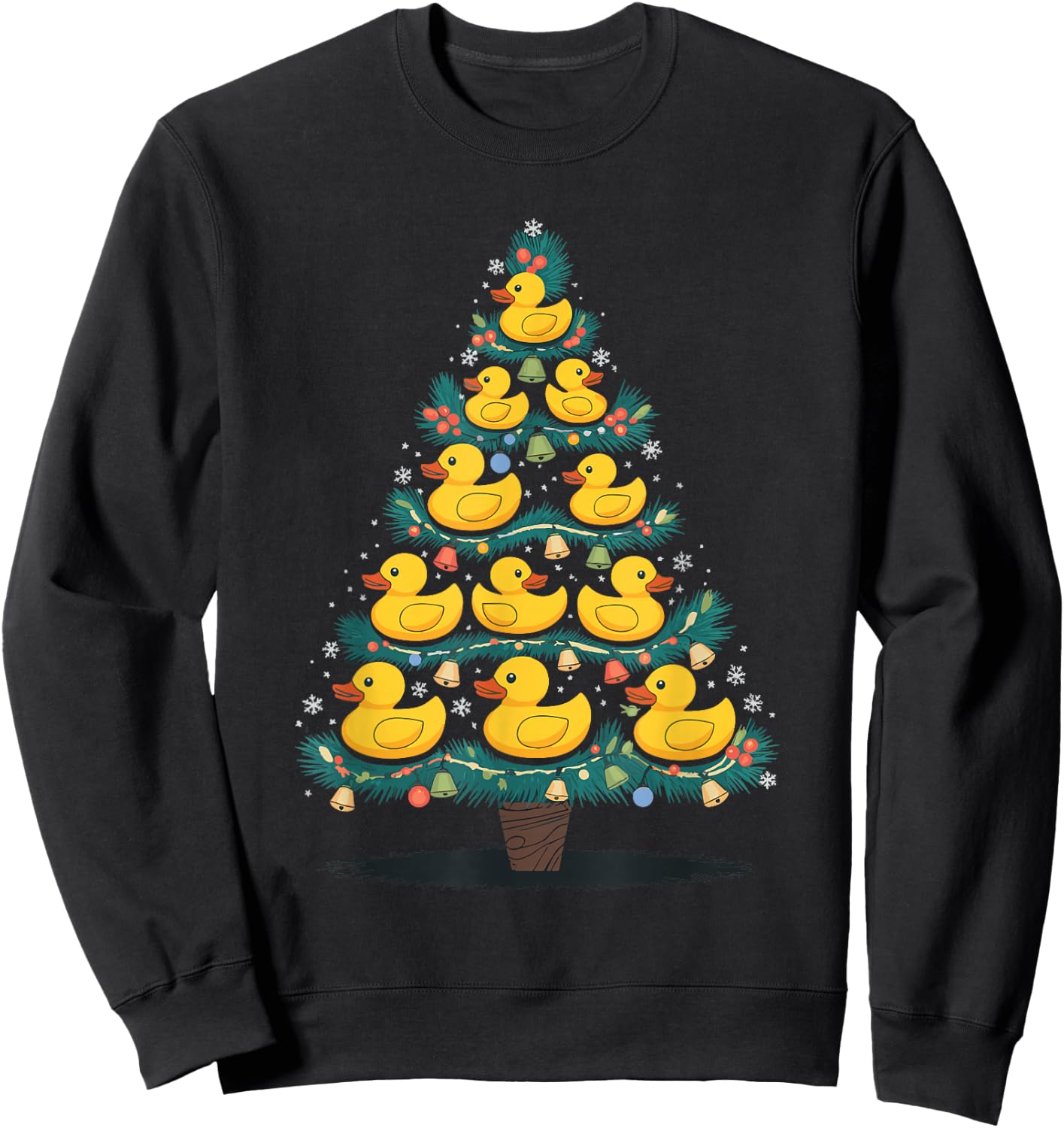 Rubber Duck Christmas Tree - -Adults, -Kids - Black - Small - Short Sleeve Sweatshirt - Sweatshirt | Black