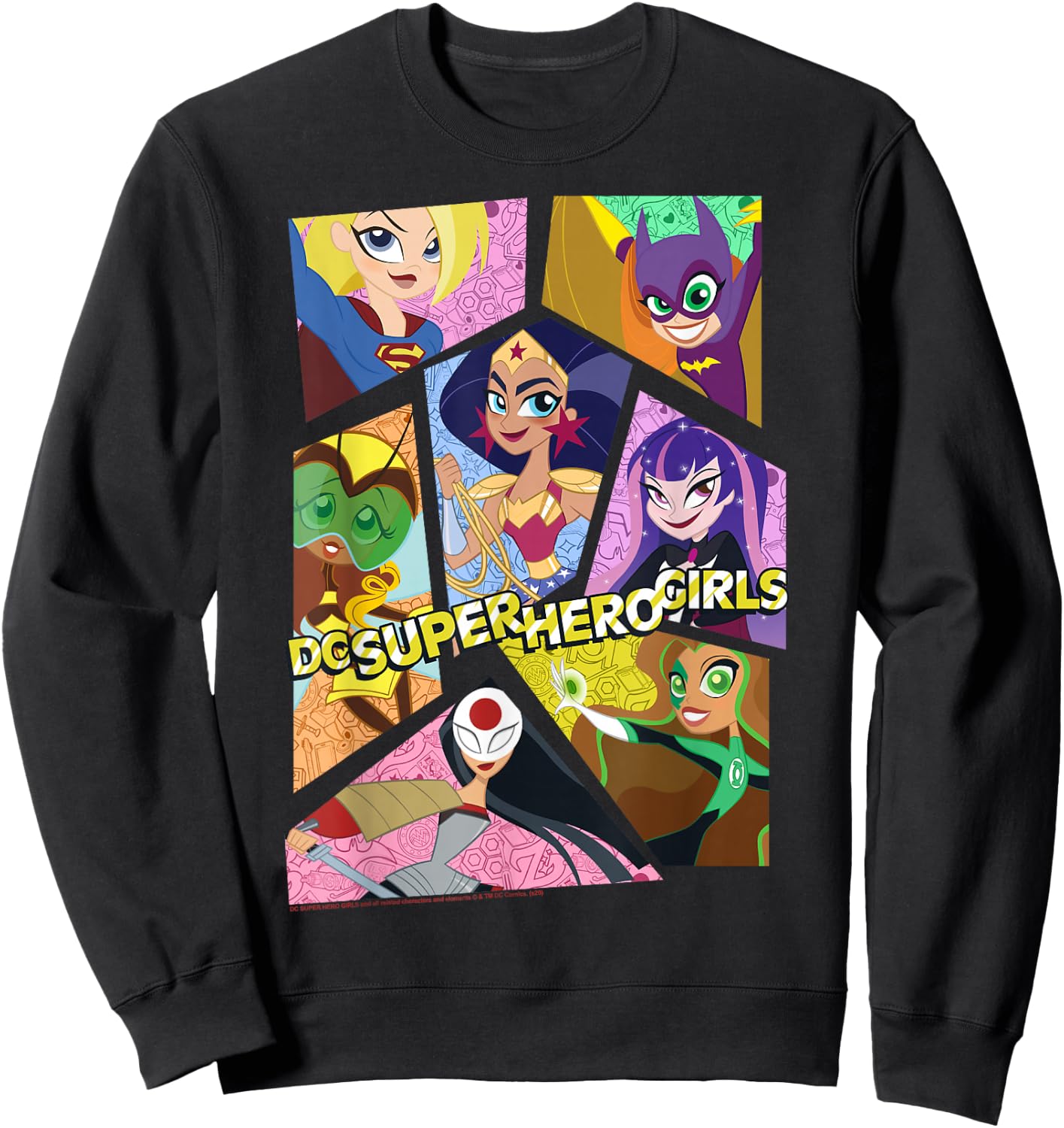 DC Comics Super Hero Girls Group Collage Sweatshirt - Sweatshirt | Black