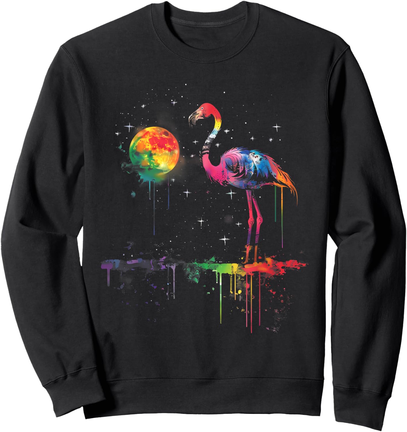 Flamingo Bird Colourful Artwork Splash Flamingo Lover Sweatshirt - Sweatshirt | Black