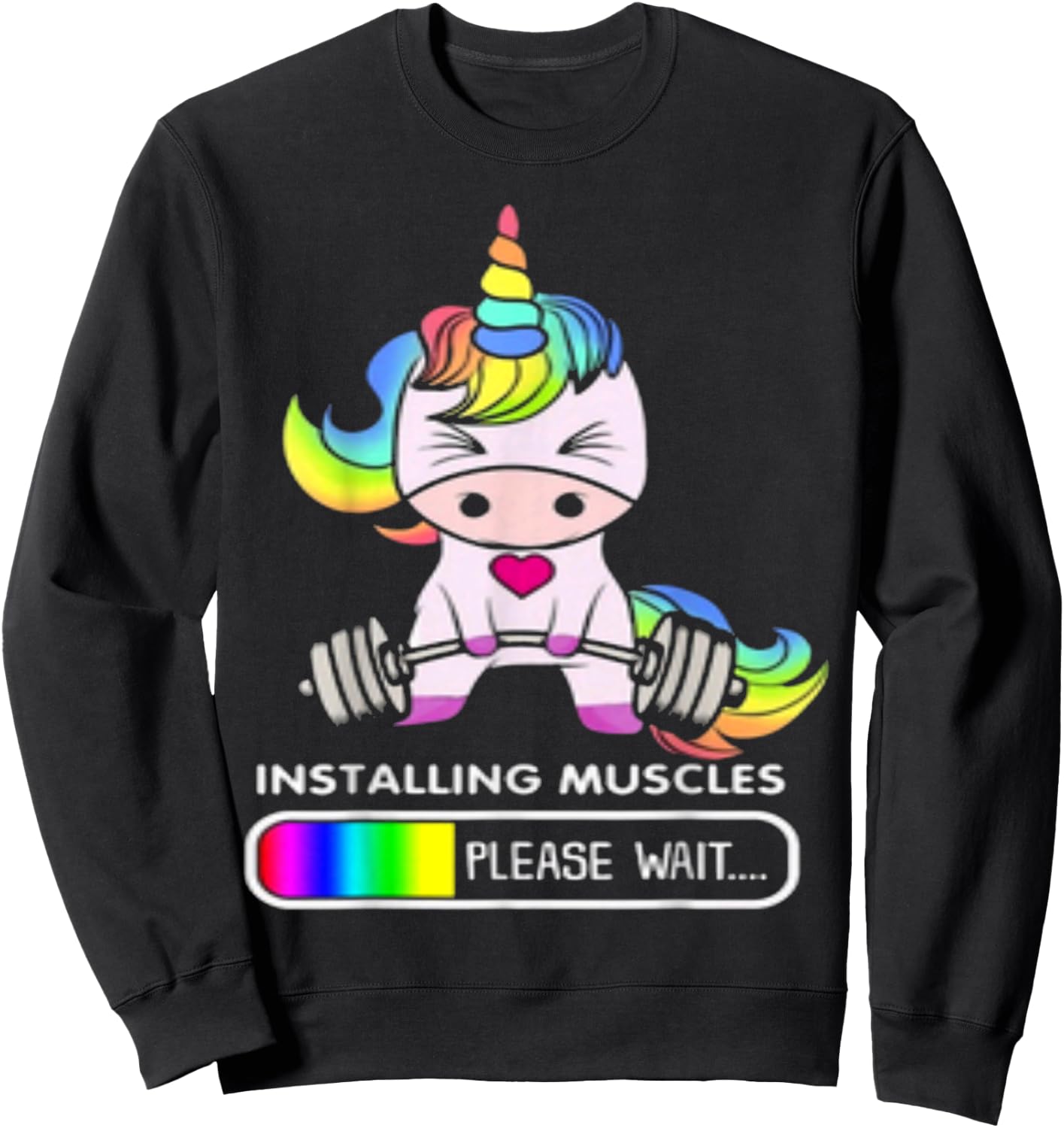 Installing Muscles Please Wait Funny Unicorn Sweatshirt - Sweatshirt | Black
