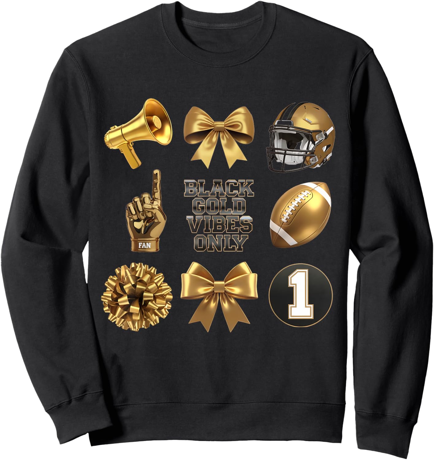Gold Black Game Day Vibes Only Cheer Sweatshirt - Sweatshirt | Black