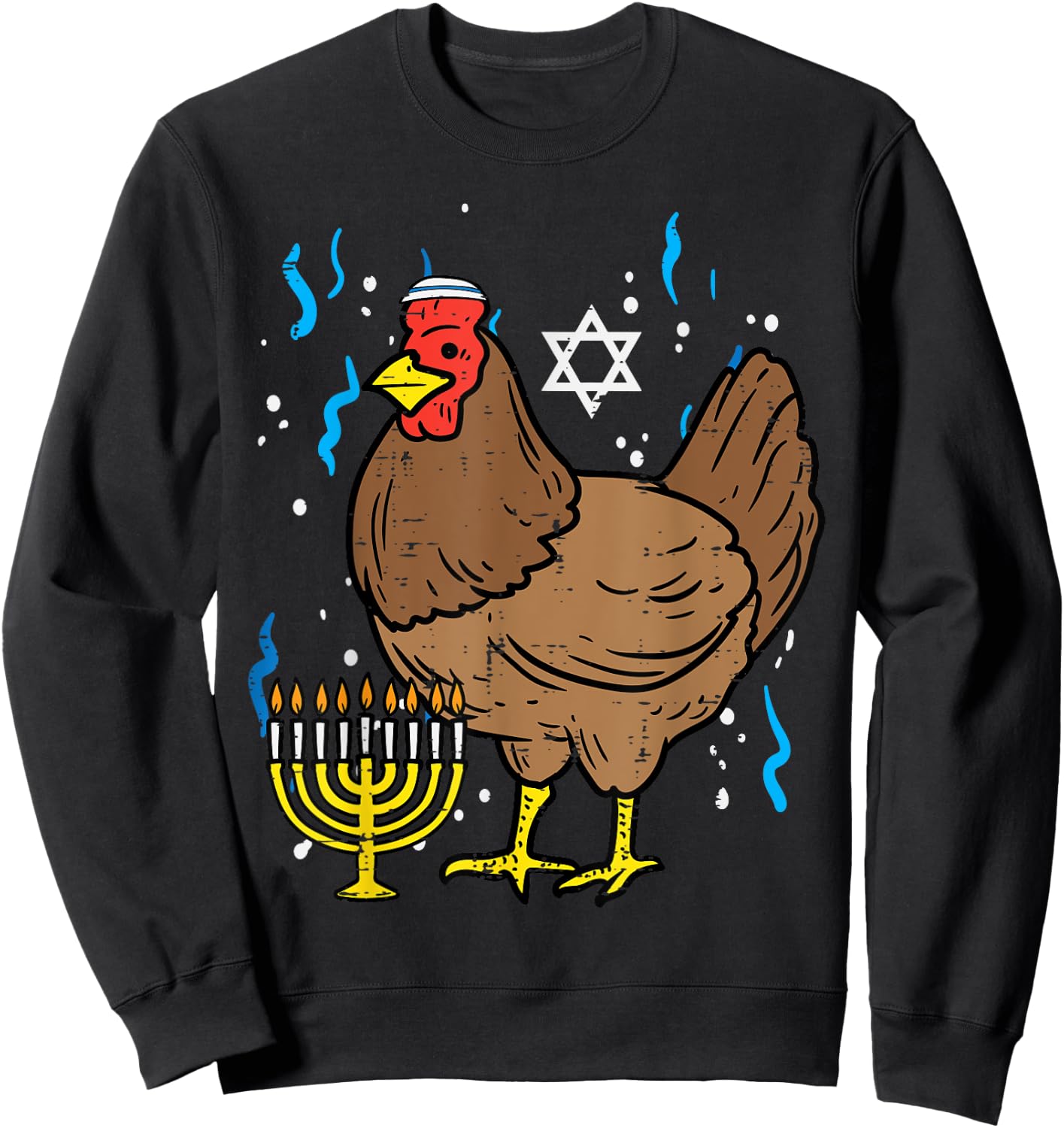 Hanukkah Chicken Chanukah Jewish Farm Farmer Men Women Kids Sweatshirt - Sweatshirt | Black