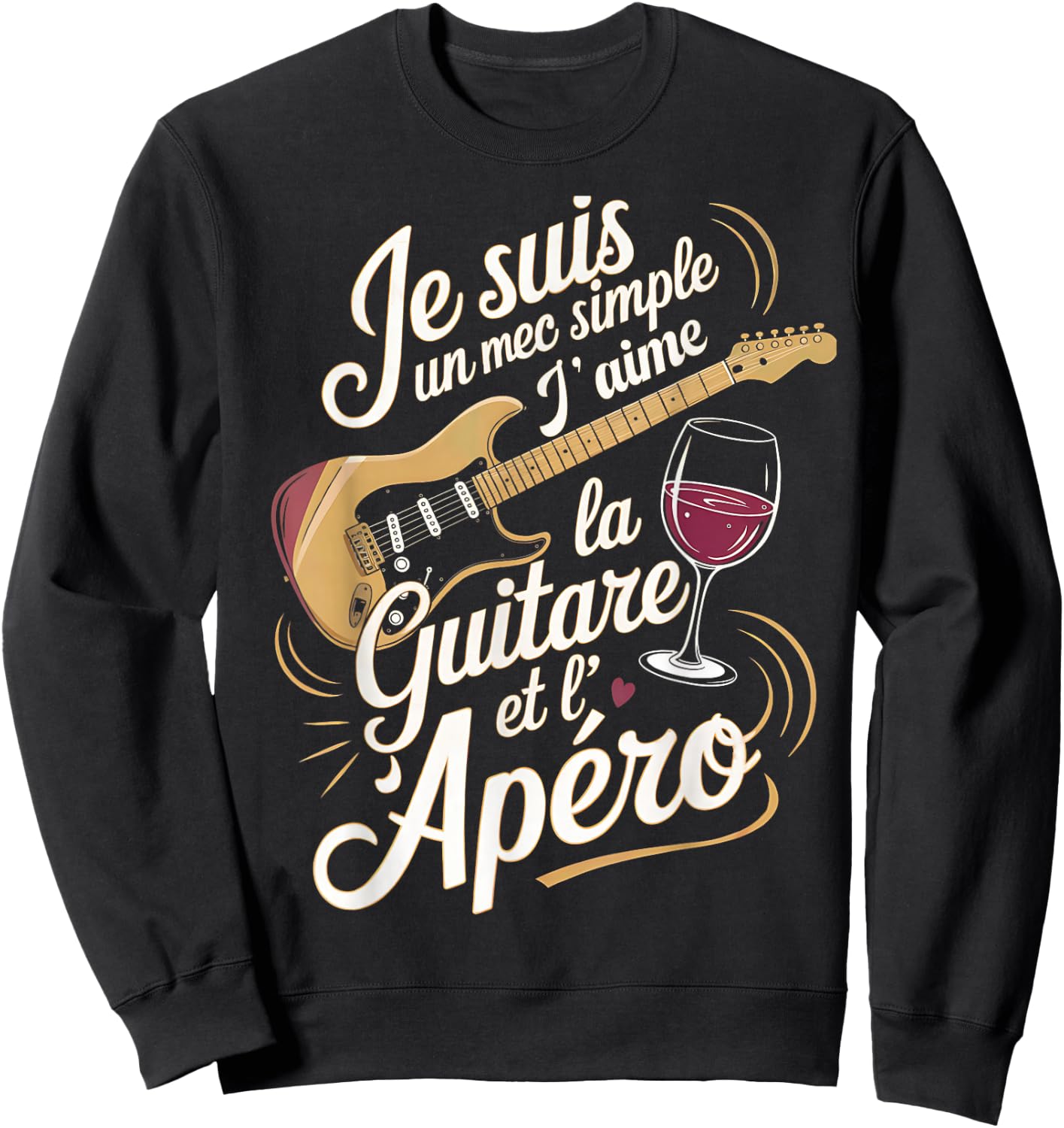 Man Musician Guitarist Gift Humor Guitar Aperitif , Black, S Sweatshirt - Sweatshirt | Black
