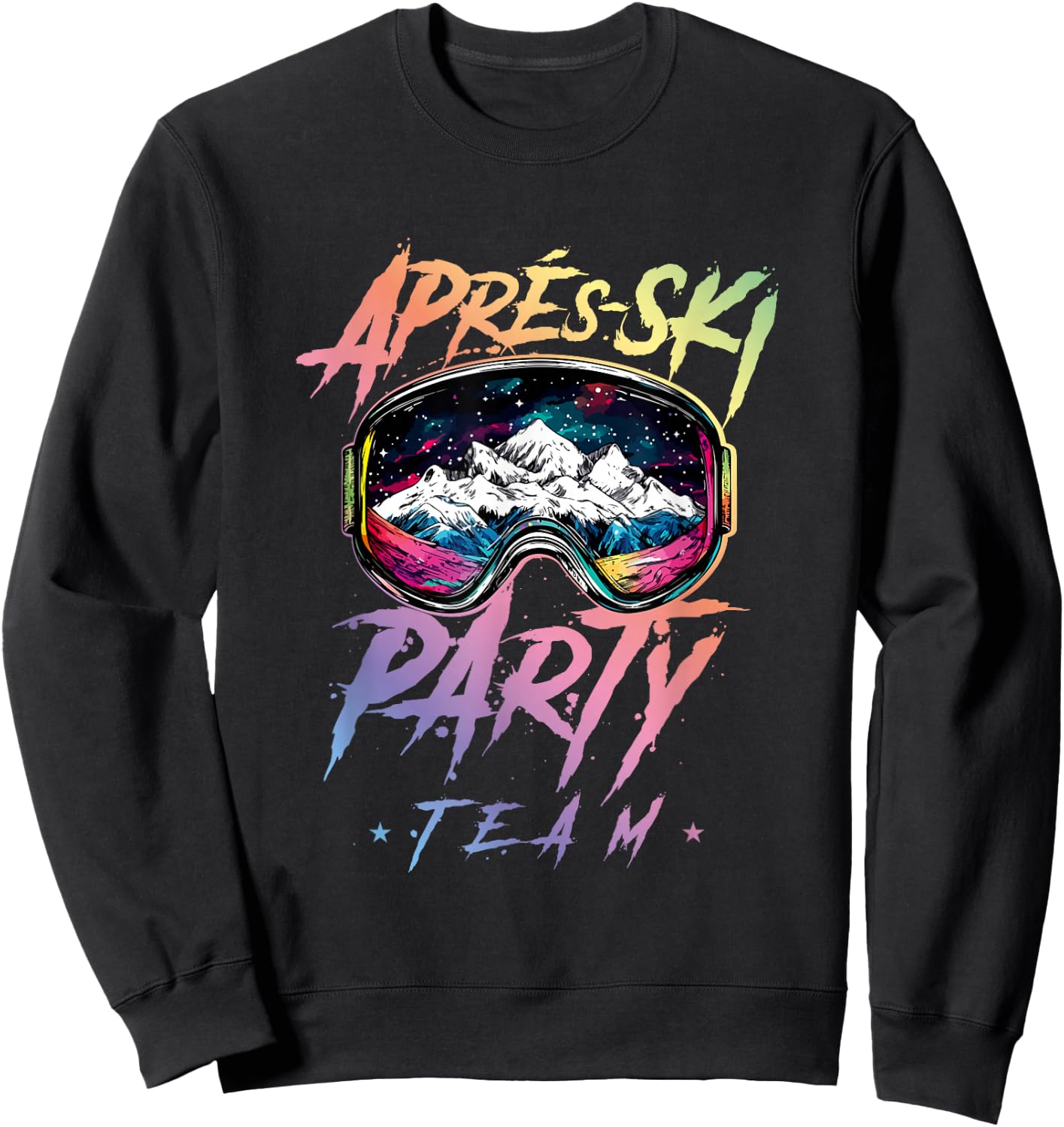 Apres Ski Party Team 2025 Colourful , black Sweatshirt - Sweatshirt | Black