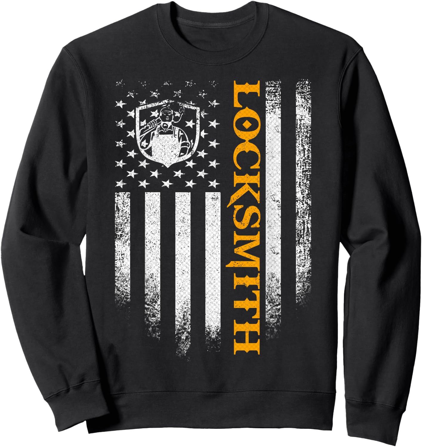 Vintage USA Locksmith American Flag Patriotic Funny Gift Sweatshirt - Sweatshirt | Black